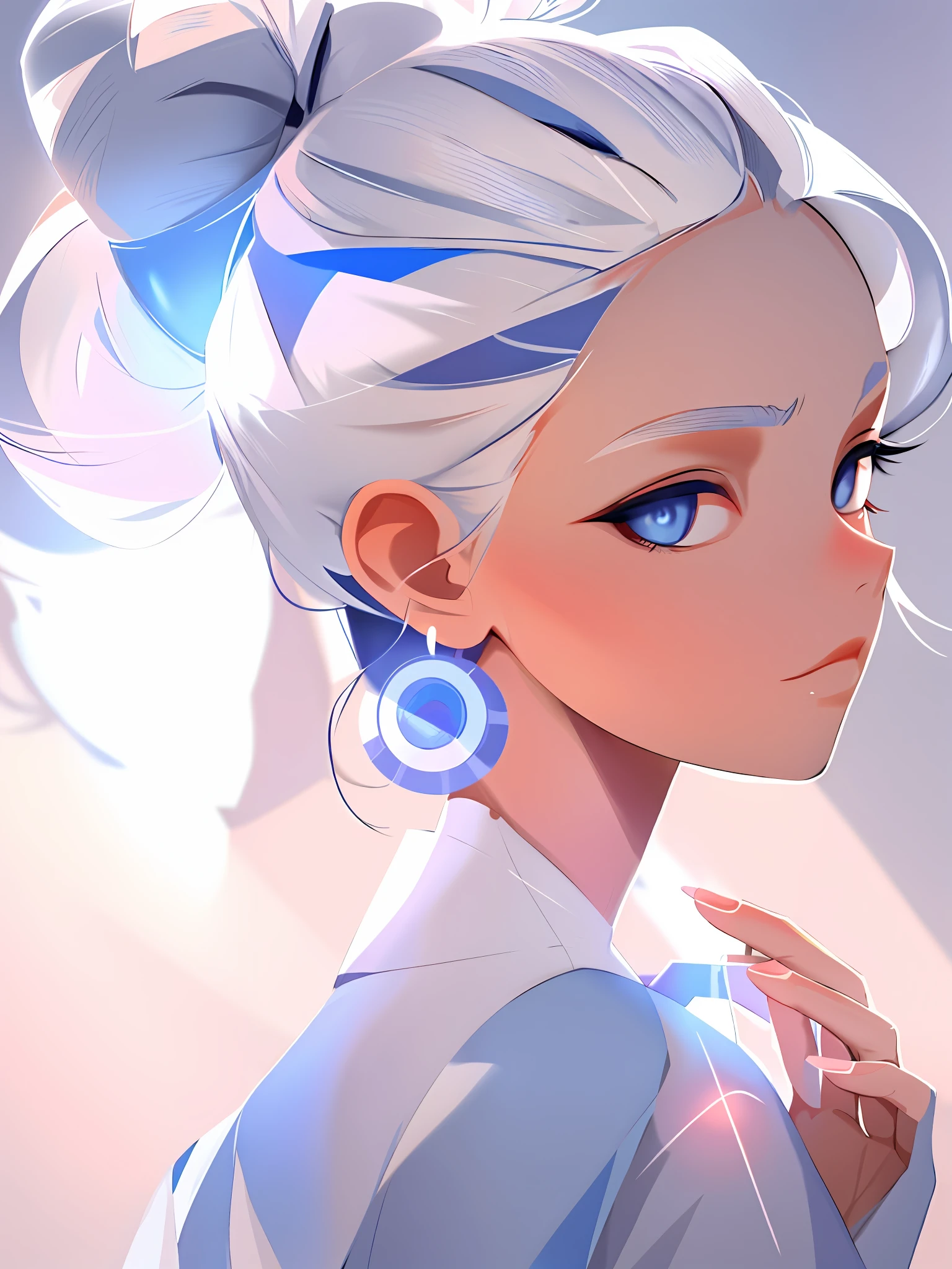 Anime girl with blue eyes and a good bun bun bun good good, Digital anime illustration, Anime style illustration, stunning art style, style of anime4 K, anime girl profile, a beautiful anime portrait, lovely art style, A beautiful artwork illustration, Girl with white hair, Digital art Ilya Kuvhinov, Digital anime art