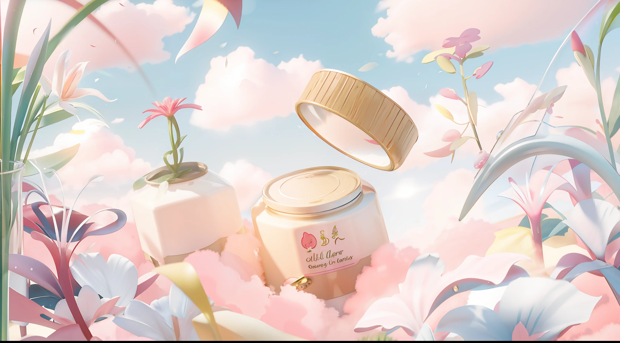Pink clouds and plants