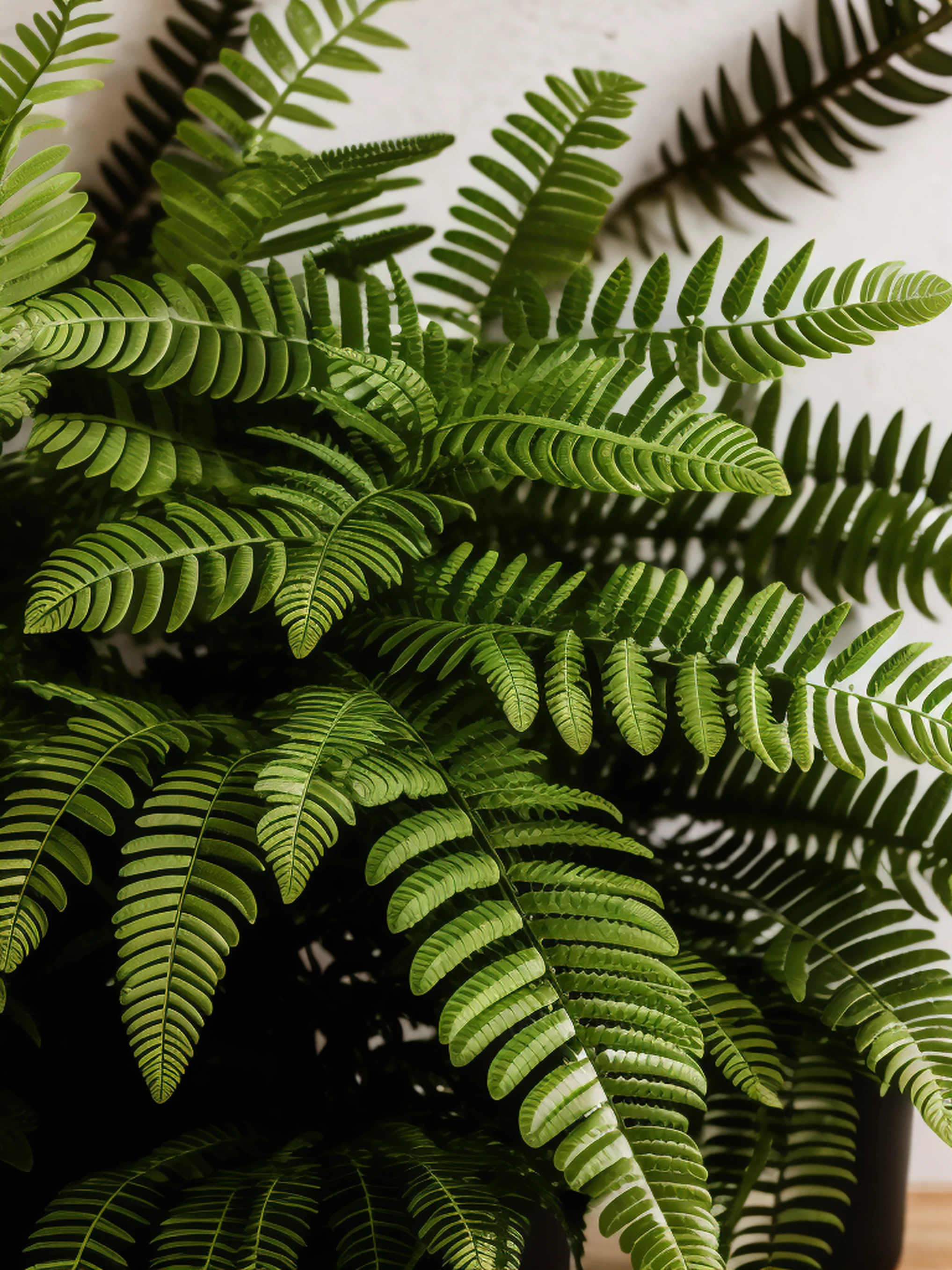 close up shot of a Boston Fern plant indoor