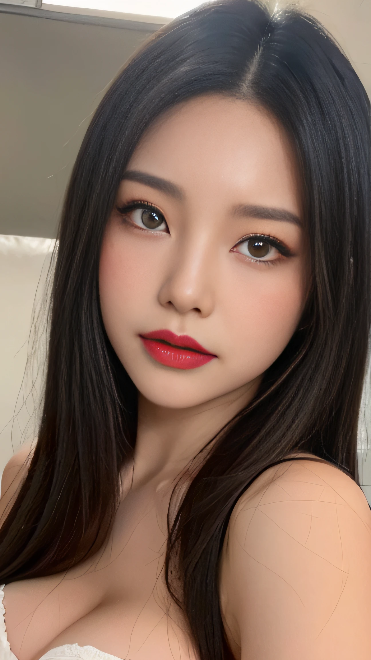 ((Best quality, 8k, Masterpiece :1.3)), Sharp focus :1.2, A pretty woman with perfect figure :1.4, Slender abs :1.2, ((Dark brown hair, Big breasts :1.2)), (Natural light, City street:1.1), Highly detailed face and skin texture, Detailed eyes, Double eyelid,short cut hair, (beautiful detailed makeup), (sexually aroused blushing heavy breathing:1.0), (soft glow bloom:0.5),mole under eye:1.4,upper body