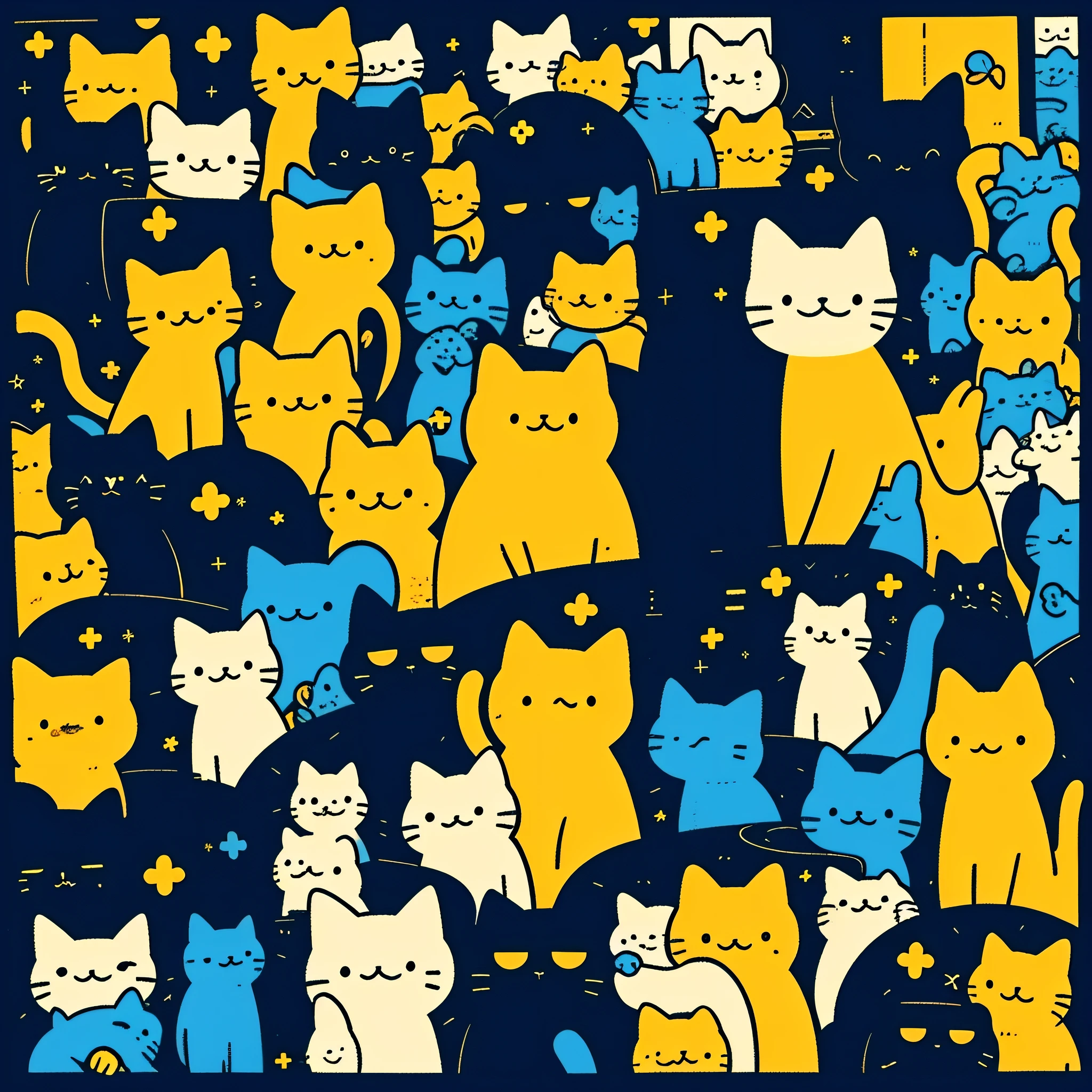 Masterpiece,Best Quality,1Girl,Cats,Long sleeves,multicolored background,