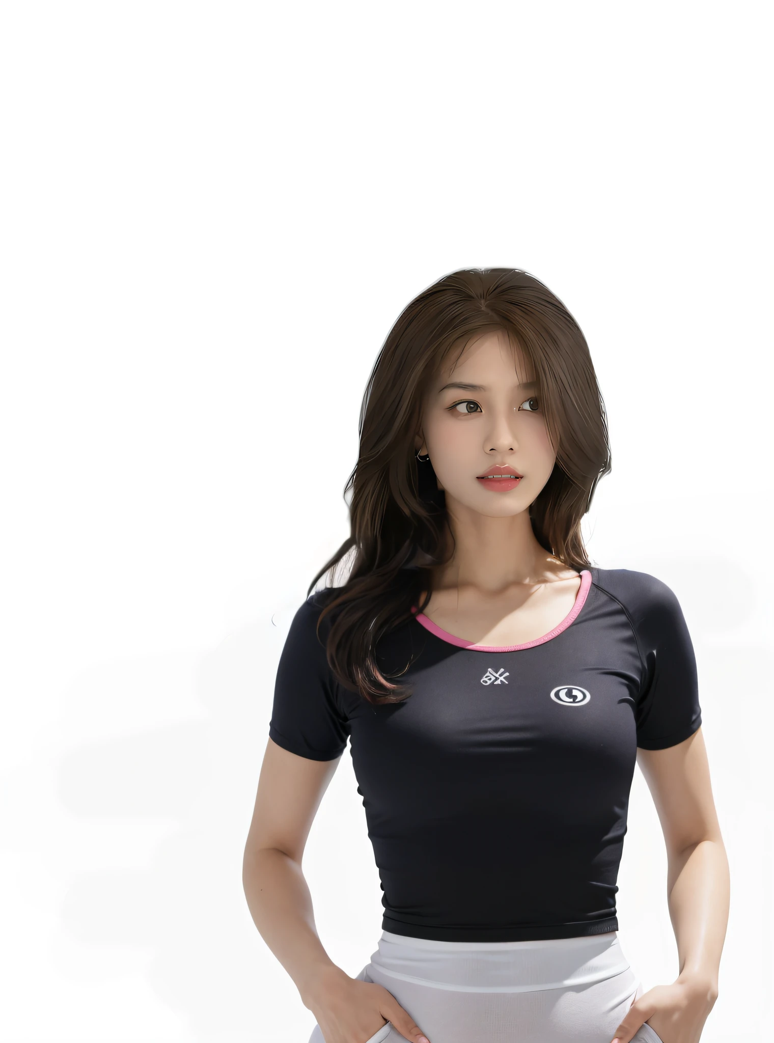 Yoga Wear，tight-fitting，showing belly，Raised sexy，Pink clothes，Hyper Real，Realistis，8k