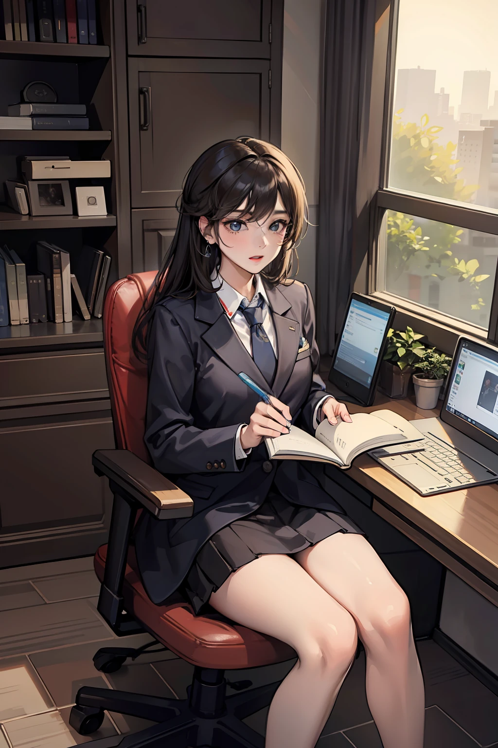 masterpiece, best quority, The article is written, PC, Technologies, future, secretary, work