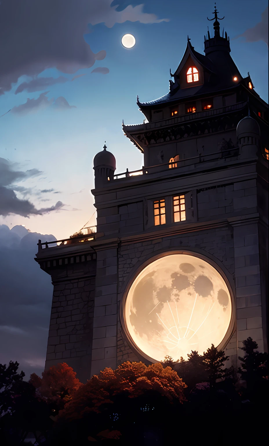 Castlevania Lord of the shadows great Legendary castle with Moon