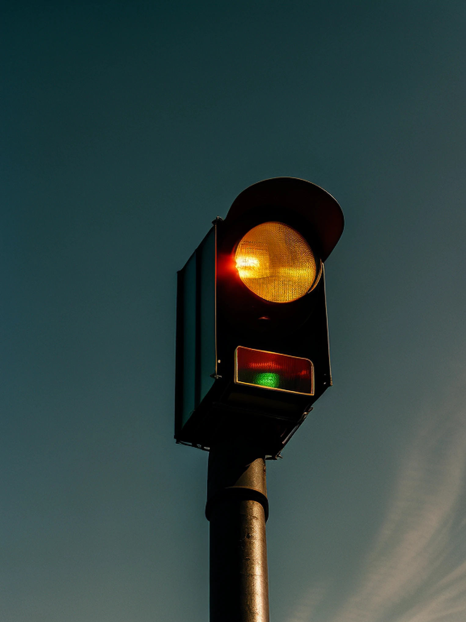 raw low angle shot of a traffic light