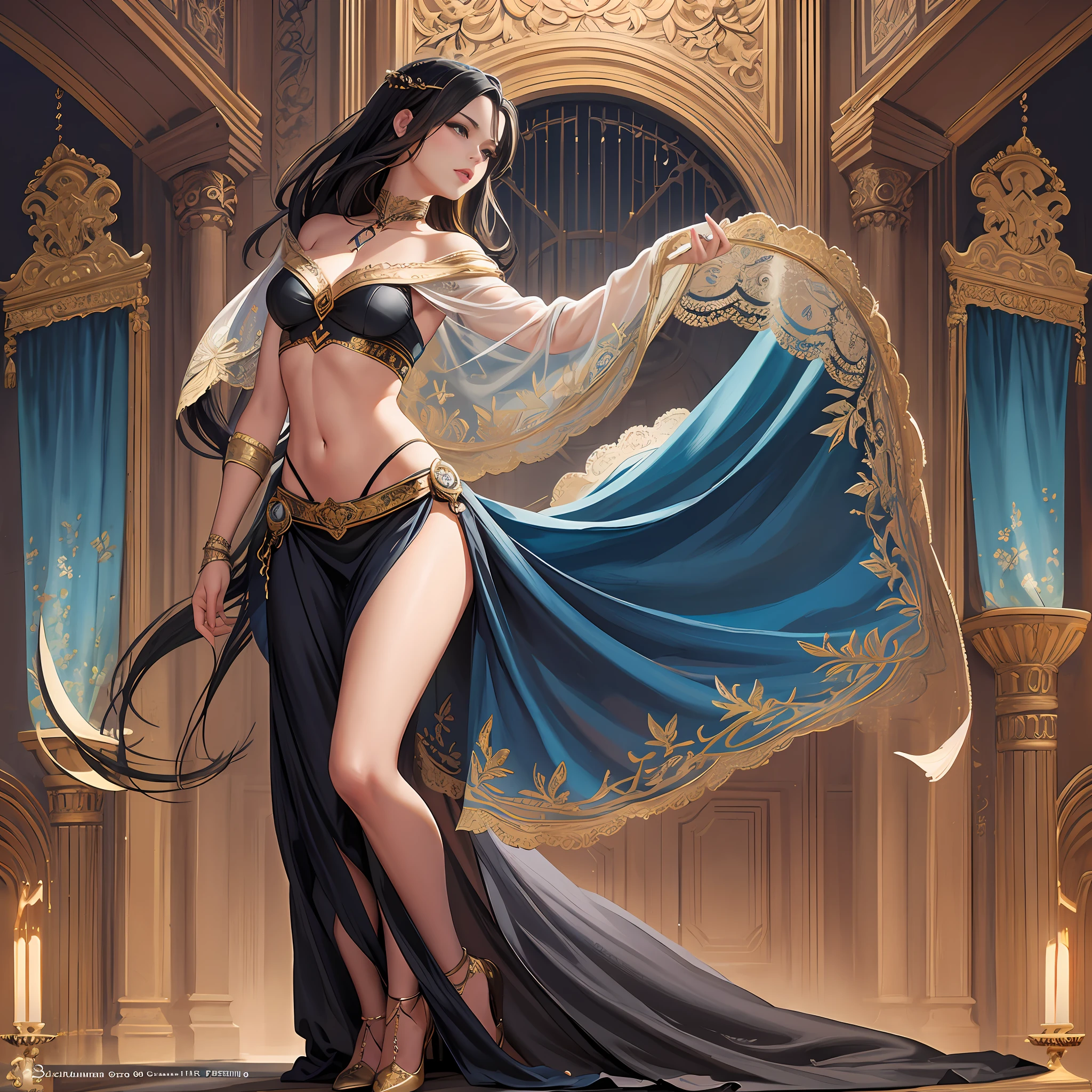 Illustration art, painting art, Whole body movement,Full body like, Sexy woman in sexy clothes, Noble Woman,Extend your hand to the audience with your right hand,Fantasy art, Very cool facial expression, Gorgeous background, Great erotic art, painting art, Sexy art, Detailed body part details, sideface,facing away from the audience,, Inspired by J.c.Ryan Decker, Epic European and American illustrations, Tall, The whole body is evenly sexy