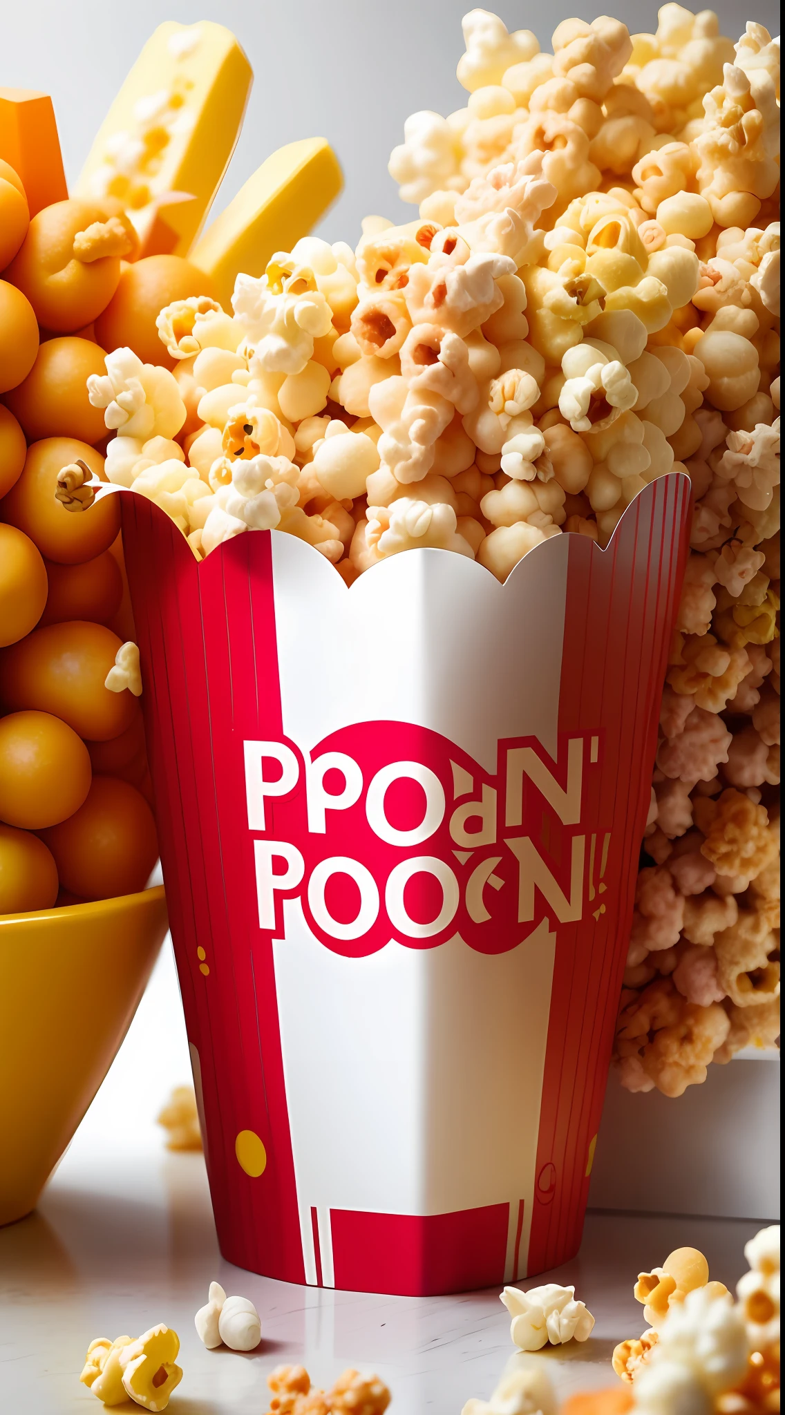 Food shooting，Delicious popcorn，There is texture，hyper-detailing，HD 4K