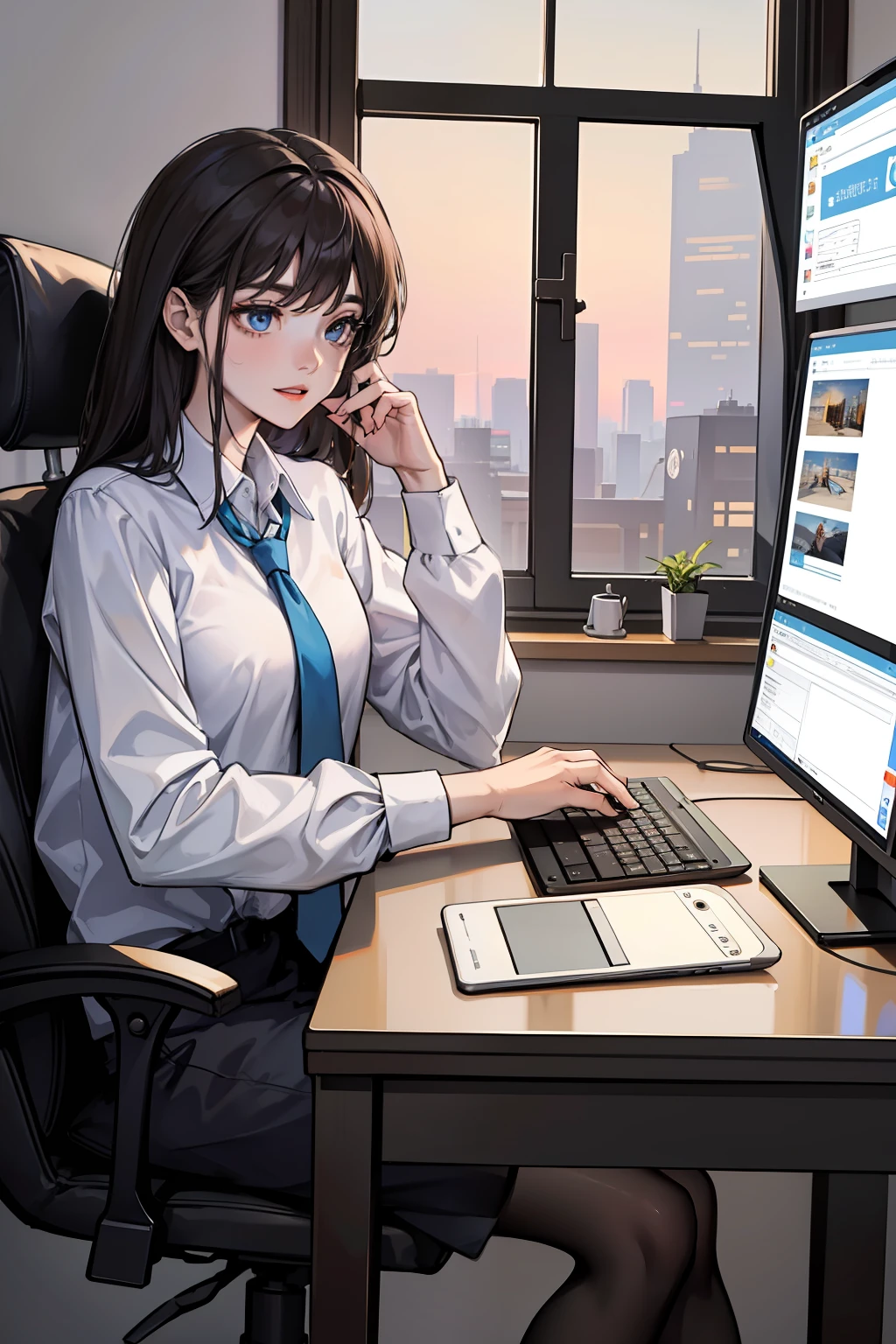 masterpiece, best quority, The article is written, PC, Technologies, future, OL, secretary, work