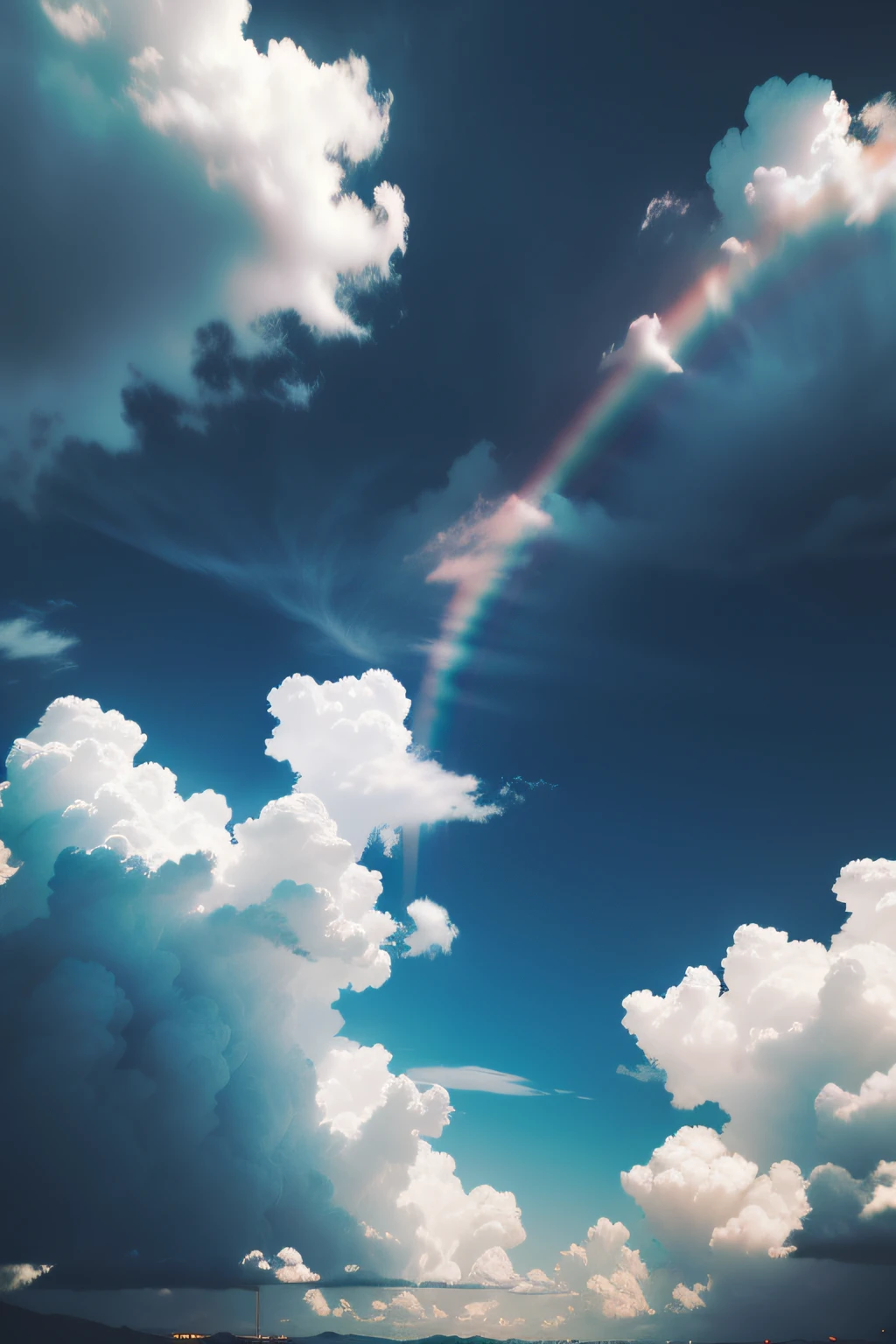 photorealestic，Colored clouds，rainbowing，Romantic aesthetics，softlighting，Transparent，3Drenderingof