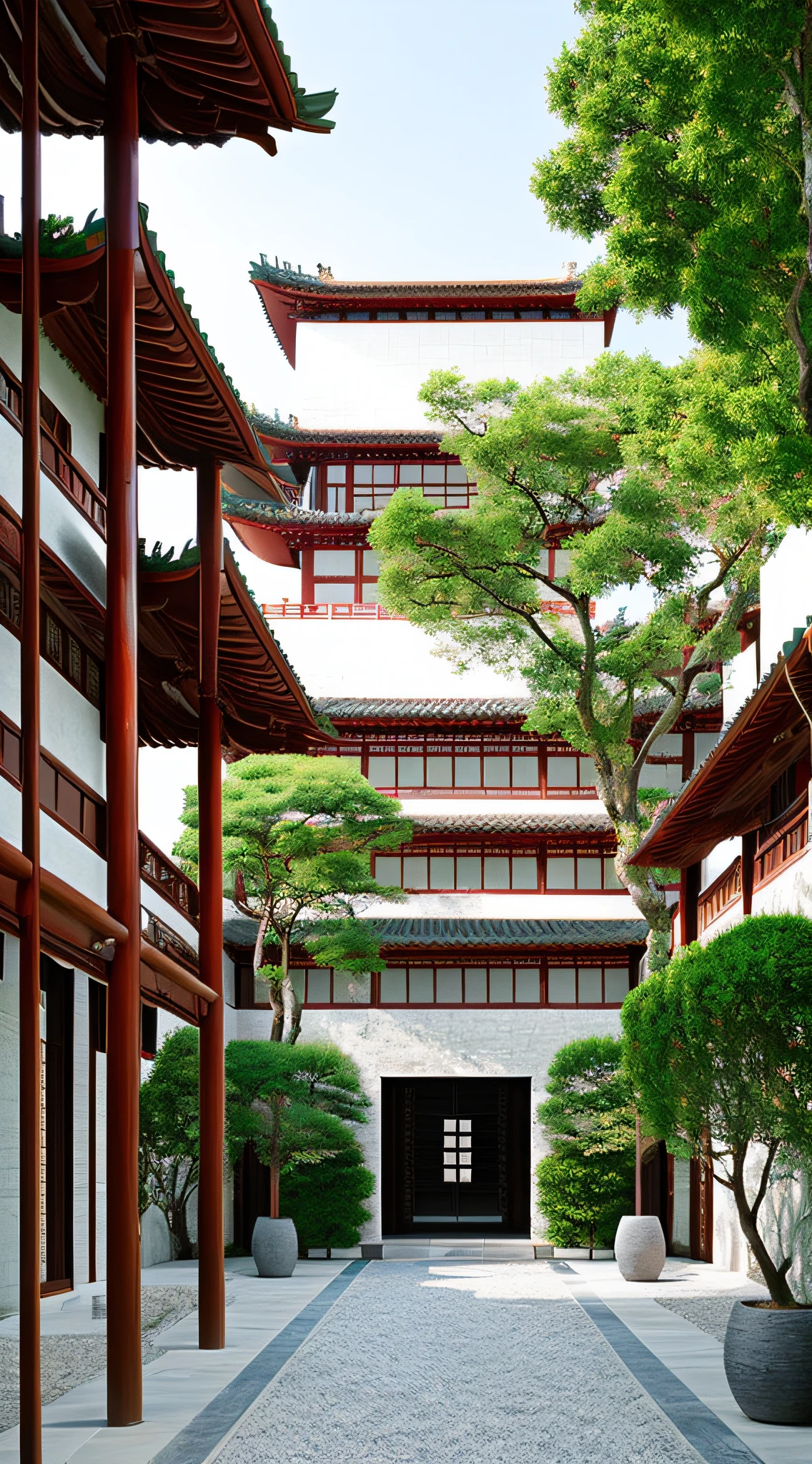 Modern Chinese courtyard,Extremely detailed picture quality,Steeped in tradition,((4k,masterpiece,best quality))Photographic works