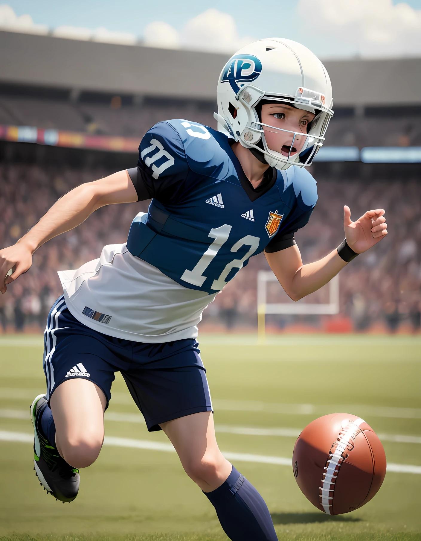 A boy playing football