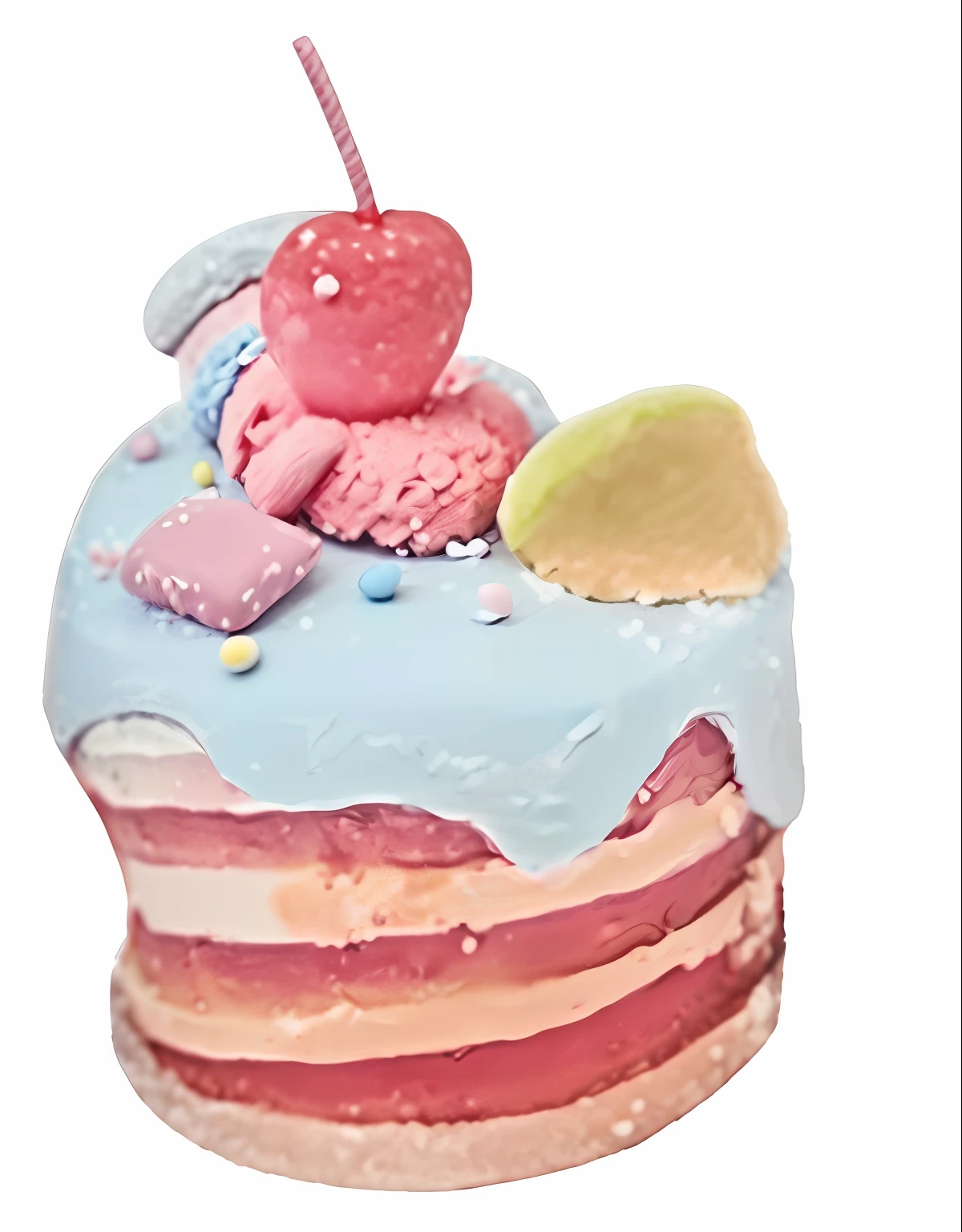 There was a cake，Top with cherries, Cupcakes, Cupcakes, Colorful cupcakes, The birthday cake, author：Gigadō Ashiyuki, Cake in hand, cake art, resin, multicolour, author：Masao Maeda, delicacy, cake sculpture, happy birthay, animal - shaped cake, author：Shinki Shiro, pastel cute slime, rendering
