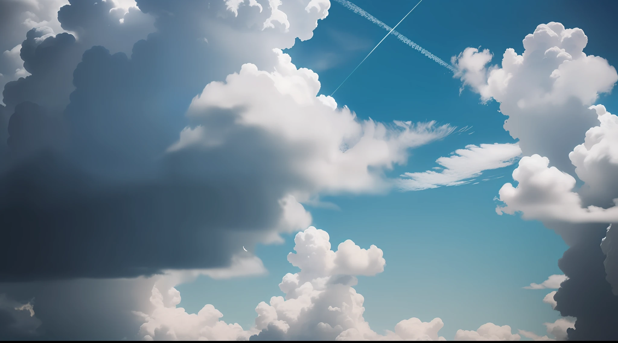 Blue sky and white cloud, anime world.