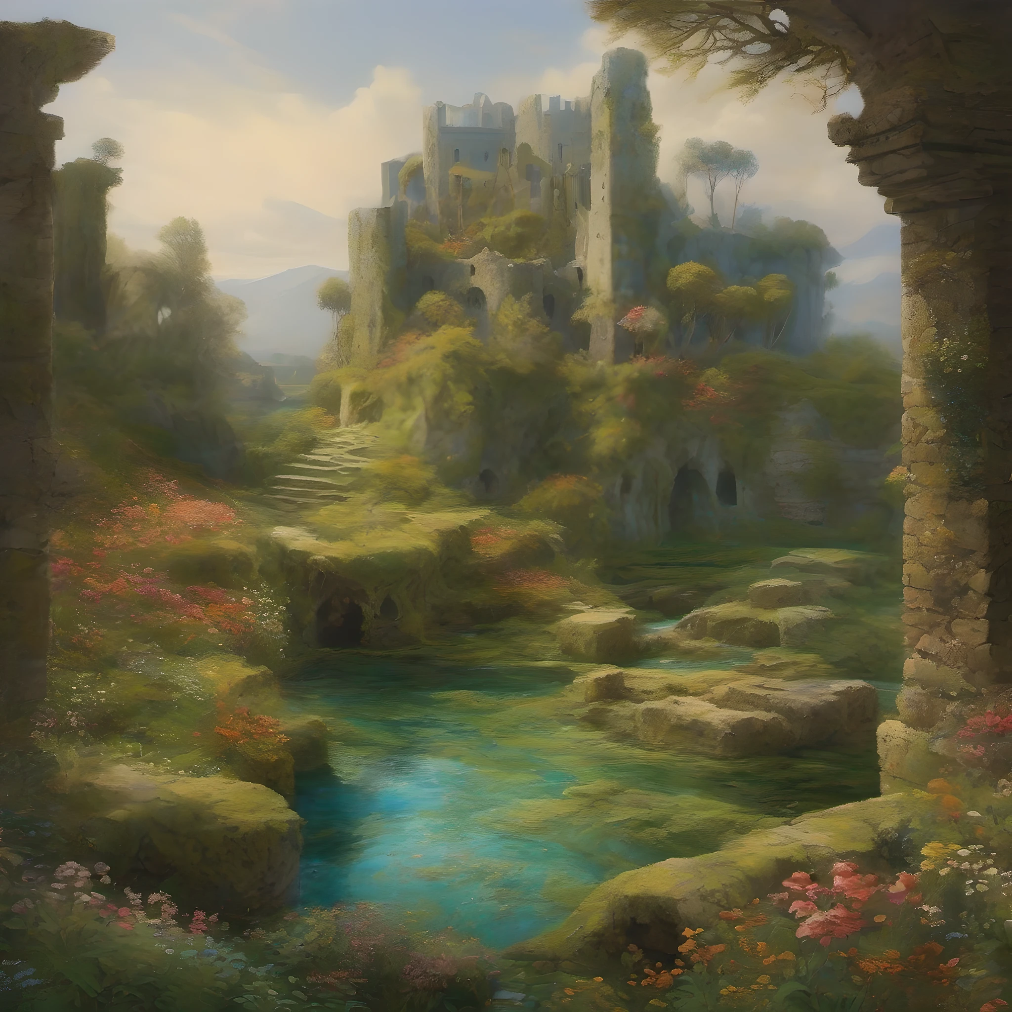 Beside a pumice isle in Baiae's bay,
And saw in sleep old palaces and towers
Quivering within the wave's intenser day,
All overgrown with azure moss and flowers
