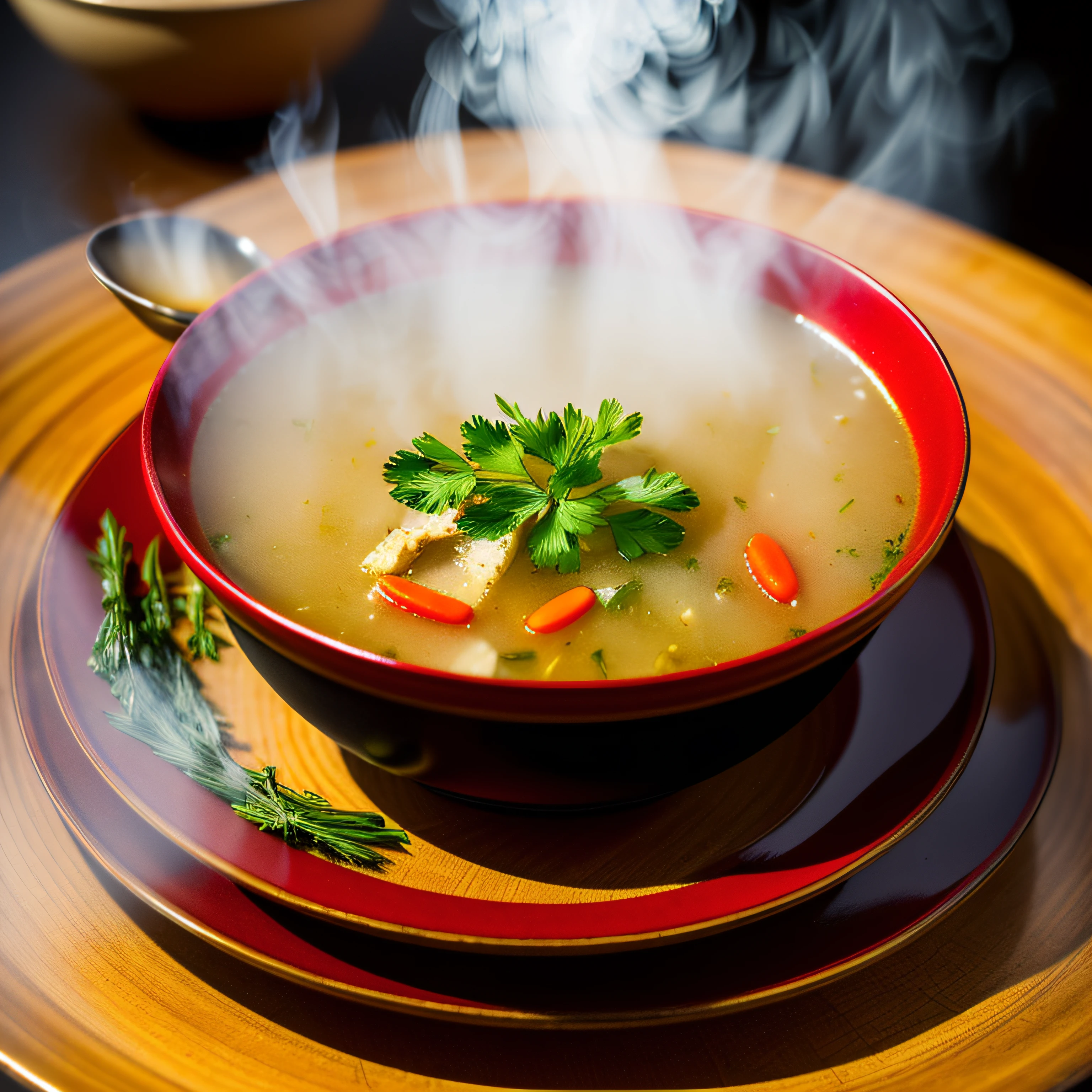 Thick soup with twfood01, steaming, rich, savory, ((twfood01, a traditional delicacy)), ((thick soup, symbol of comfort and warmth)), ((steaming, indicating it's hot and fresh)), ((rich and savory, describing the flavor)), ((realistic, detailed depiction))