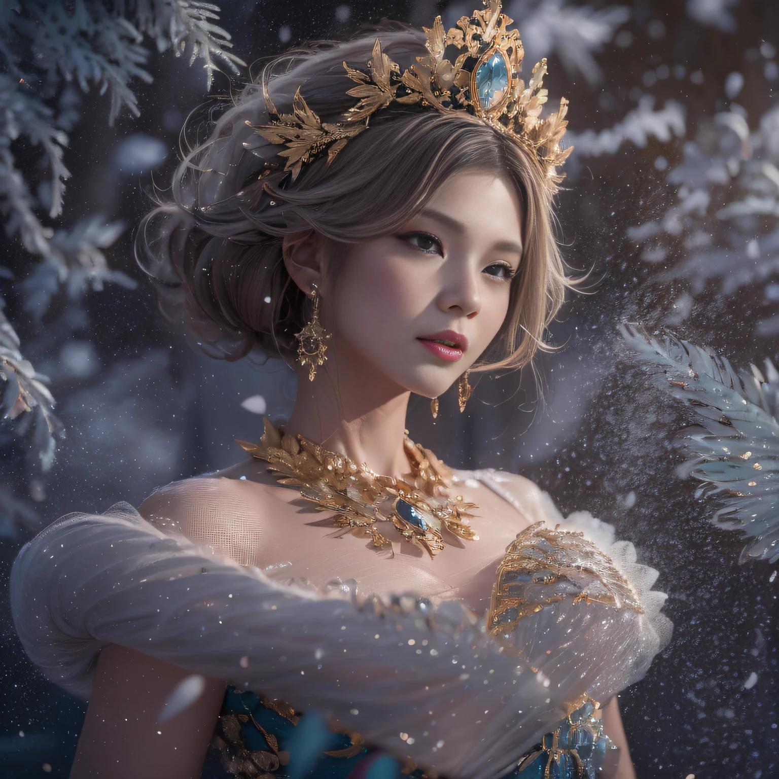 16k(tmasterpiece,k hd,hyper HD,16k)short detailed hair,Vintage train sleeper area,Snow Circle Girl ,Two gold faucets back backlight (realisticlying:1.4),Python robe,Purple-pink tiara,Snowflakes fluttering,The background is pure, A high resolution, the detail, RAW photogr, Sharp Re, Nikon D850 Film Stock Photo by Jefferies Lee 4 Kodak Portra 400 Camera F1.6 shots, Rich colors, ultra-realistic vivid textures, Dramatic lighting, Unreal Engine Art Station Trend, cinestir 800,