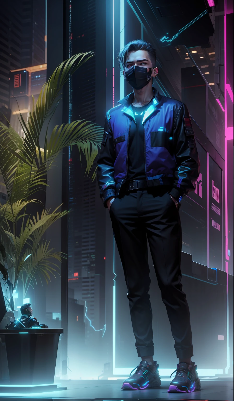Change background, cyberpunk , handsome boy , realistic face , 8k , ultra resolution
