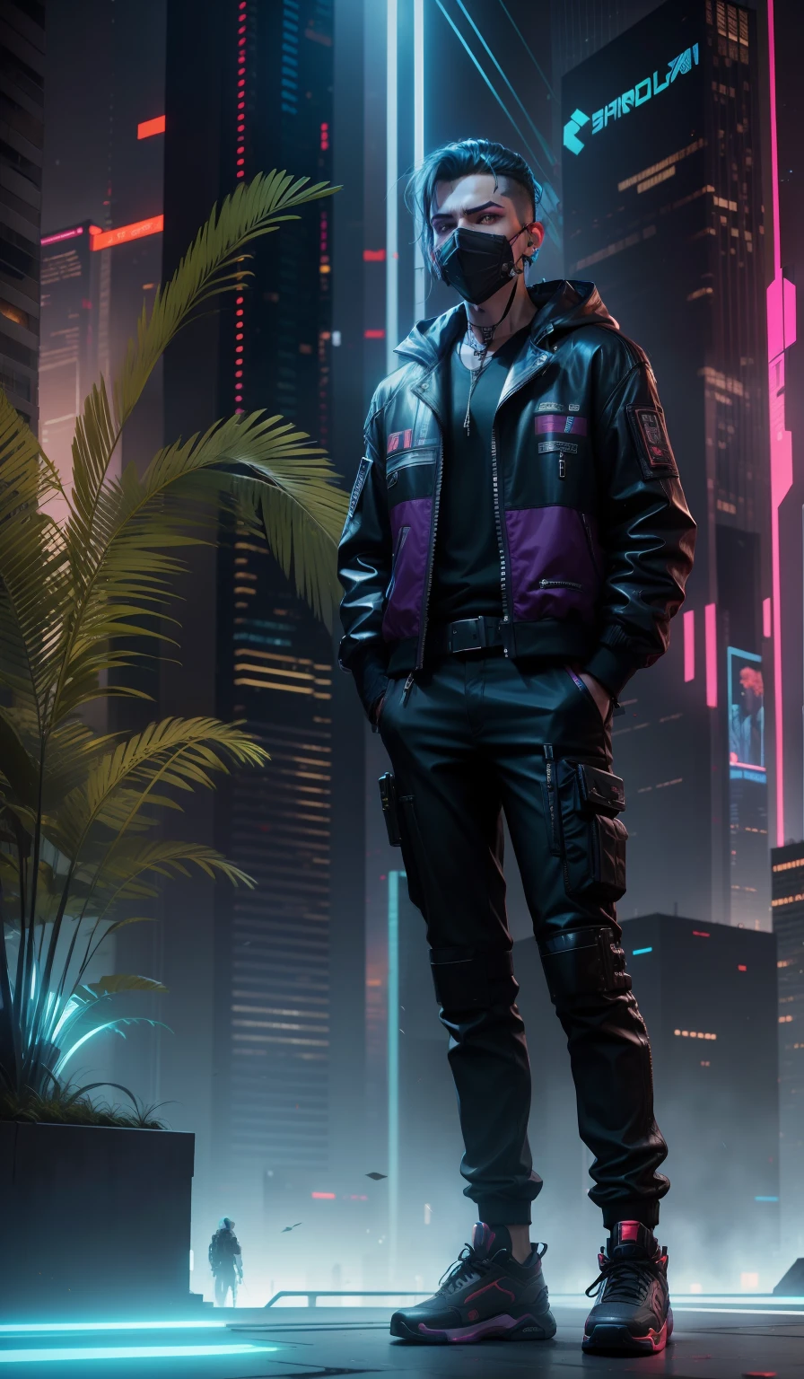 Change background, cyberpunk , handsome boy , realistic face , 8k , ultra resolution , with girlfriend