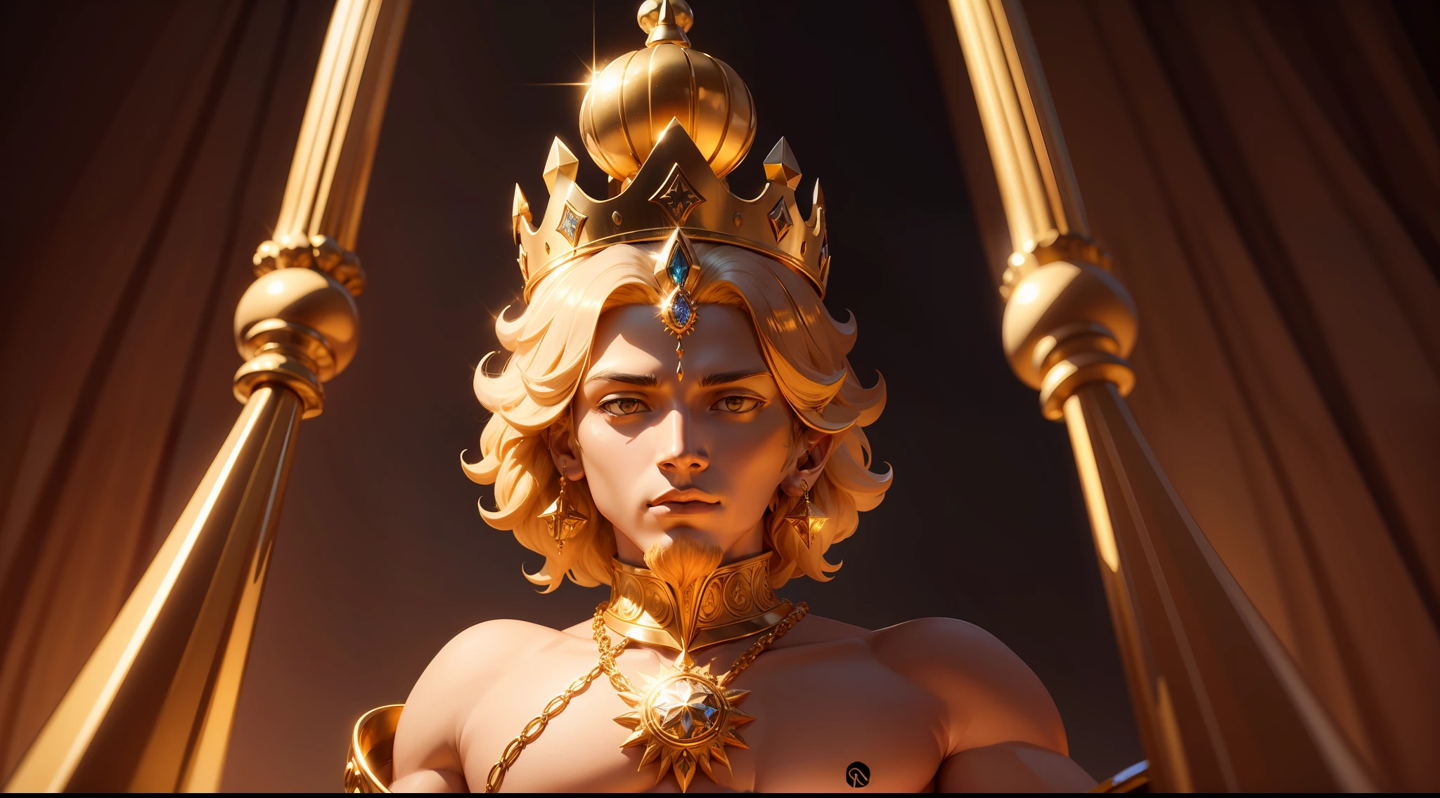 Elementos de Luxo e Poder: To represent Solomon's phase of luxury and power, incluindo elementos como joias, crowns and symbols of wealth around his image.