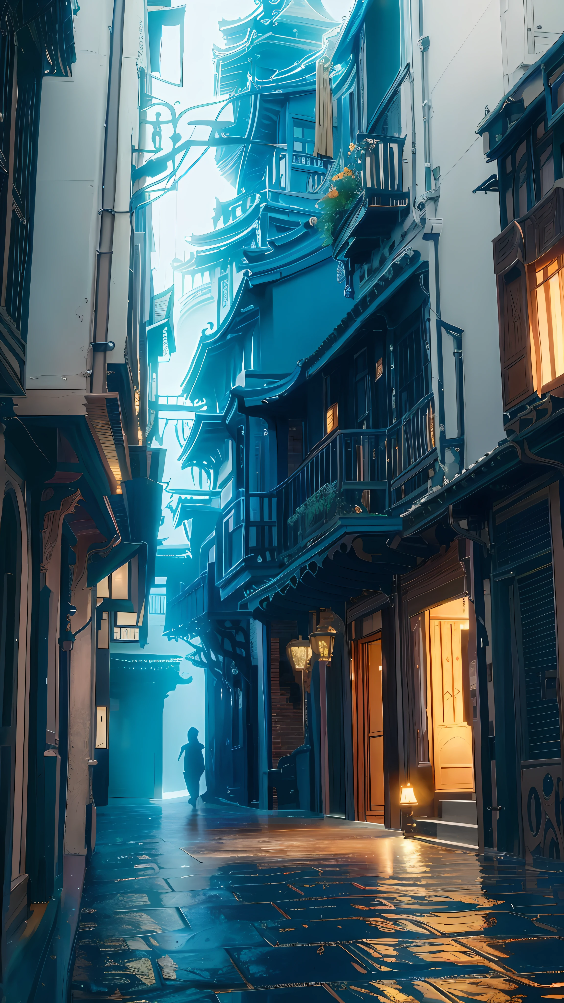 Vivid lighting,enchanting elegance,The depth of the atmosphere,Superb technique,Manifestations of naturalism,Harmonious composition,Creative refinement,striking juxtapositions,Beautiful and aesthetic,big breasts beautiful,
Back shadow,独奏,
Gut feeling
alley,Narrow,shadowy,
waterface,corrugation,repression