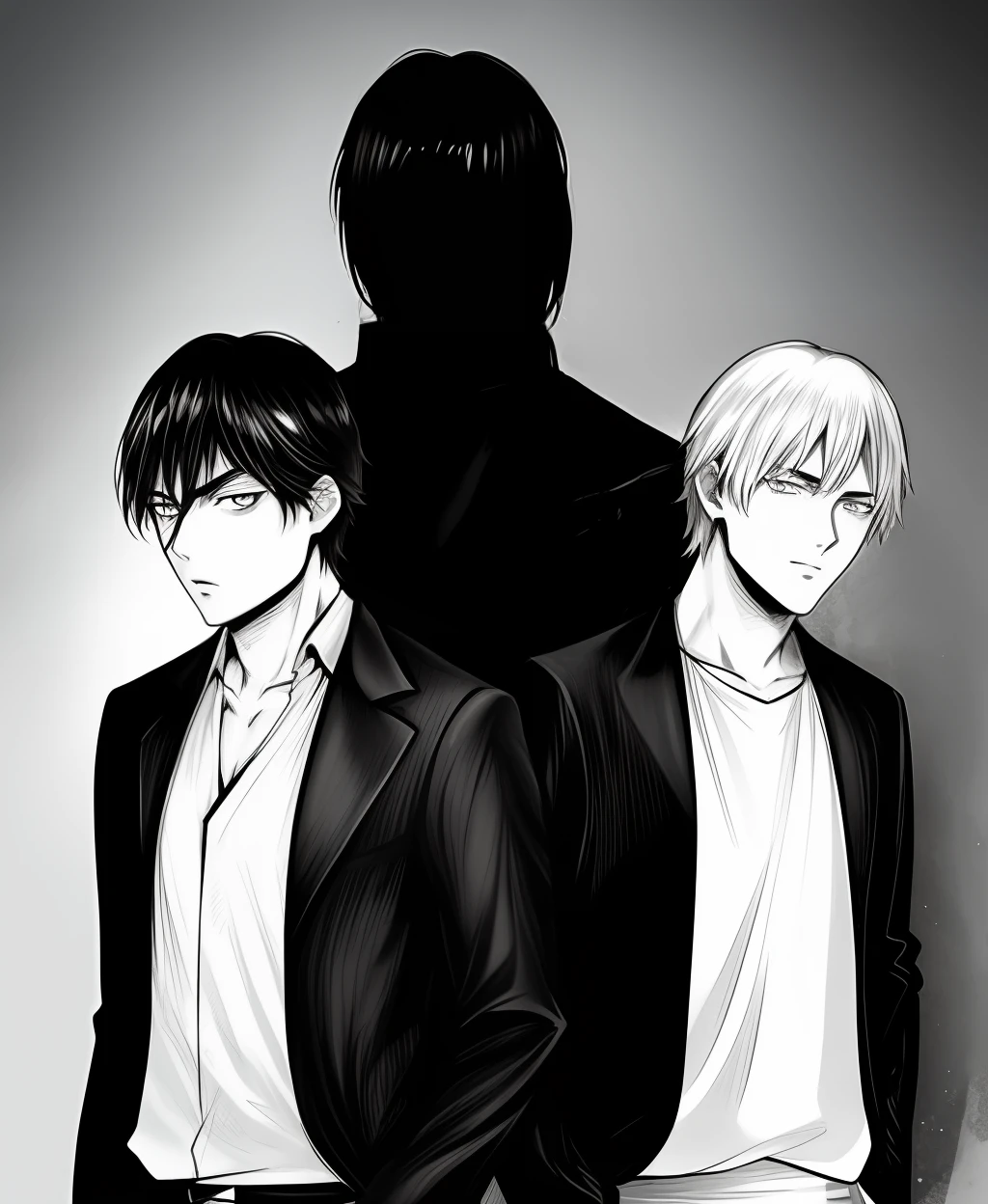 Anime boys black and white