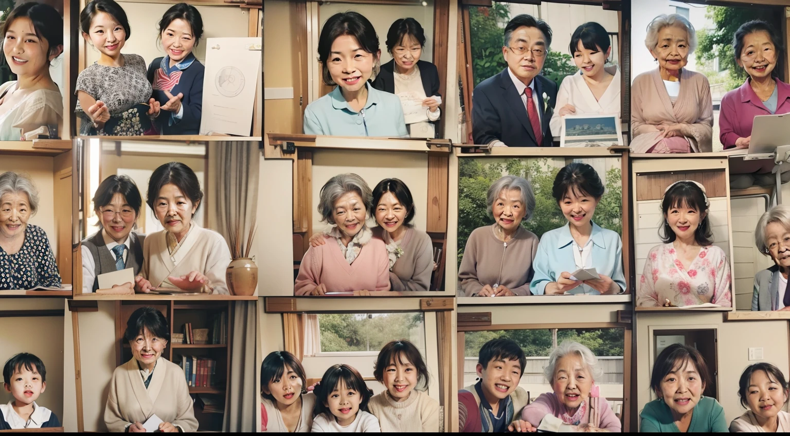 Lots of high-resolution photos on the clipboard. The photos are of Japanese grandmothers with their memories of their childhood, school days, weddings, and photos with their grandchildren.