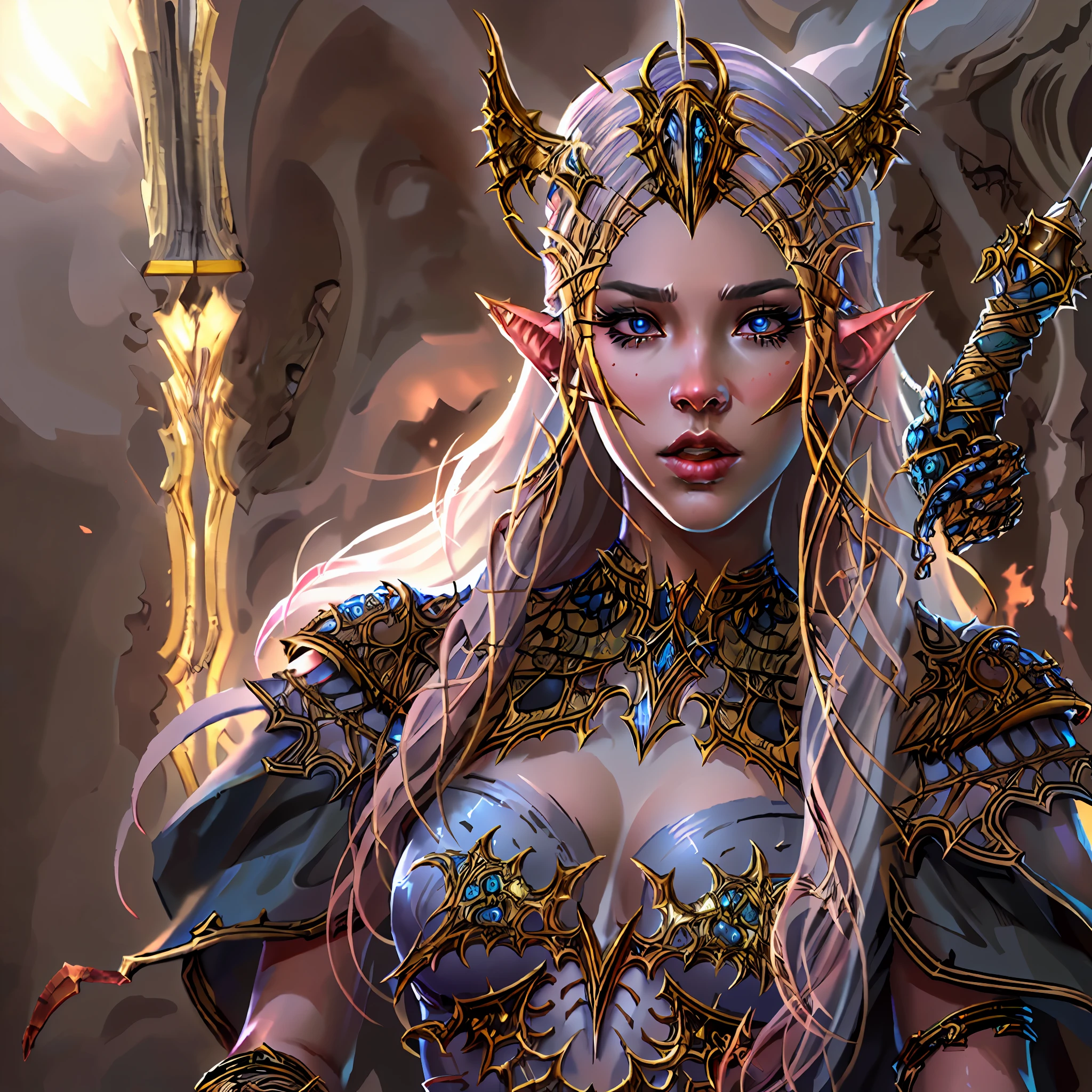 high details, best quality, 8k, [ultra detailed], masterpiece, best quality, (extremely detailed), dynamic angle, ultra wide shot, RAW, photorealistic, fantasy art, dnd art, rpg art, realistic art, a wide angle picture of an epic female elf, arcane warrior, warrior of magic, fighter of the arcana, full body, [[anatomically correct]] full body (1.5 intricate details, Masterpiece, best quality) casting a spell (1.5 intricate details, Masterpiece, best quality), casting an epic spell, [colorful magical sigils in the air],[ colorful arcane markings floating] (1.6 intricate details, Masterpiece, best quality) holding an [epic magical sword] (1.5 intricate details, Masterpiece, best quality) holding epic [magical sword glowing in red light] (1.5 intricate details, Masterpiece, best quality). in fantasy urban street (1.5 intricate details, Masterpiece, best quality), a female beautiful epic elf wearing elven leather armor (1.4 intricate details, Masterpiece, best quality), high heeled leather boots, ultra detailed face, small pointed ears,  thick hair, long hair, dynamic hair, fair skin intense eyes, fantasy city background (intense details), sun light, backlight, depth of field (1.4 intricate details, Masterpiece, best quality), dynamic angle, (1.4 intricate details, Masterpiece, best quality) 3D rendering, high details, best quality, highres, ultra wide angle