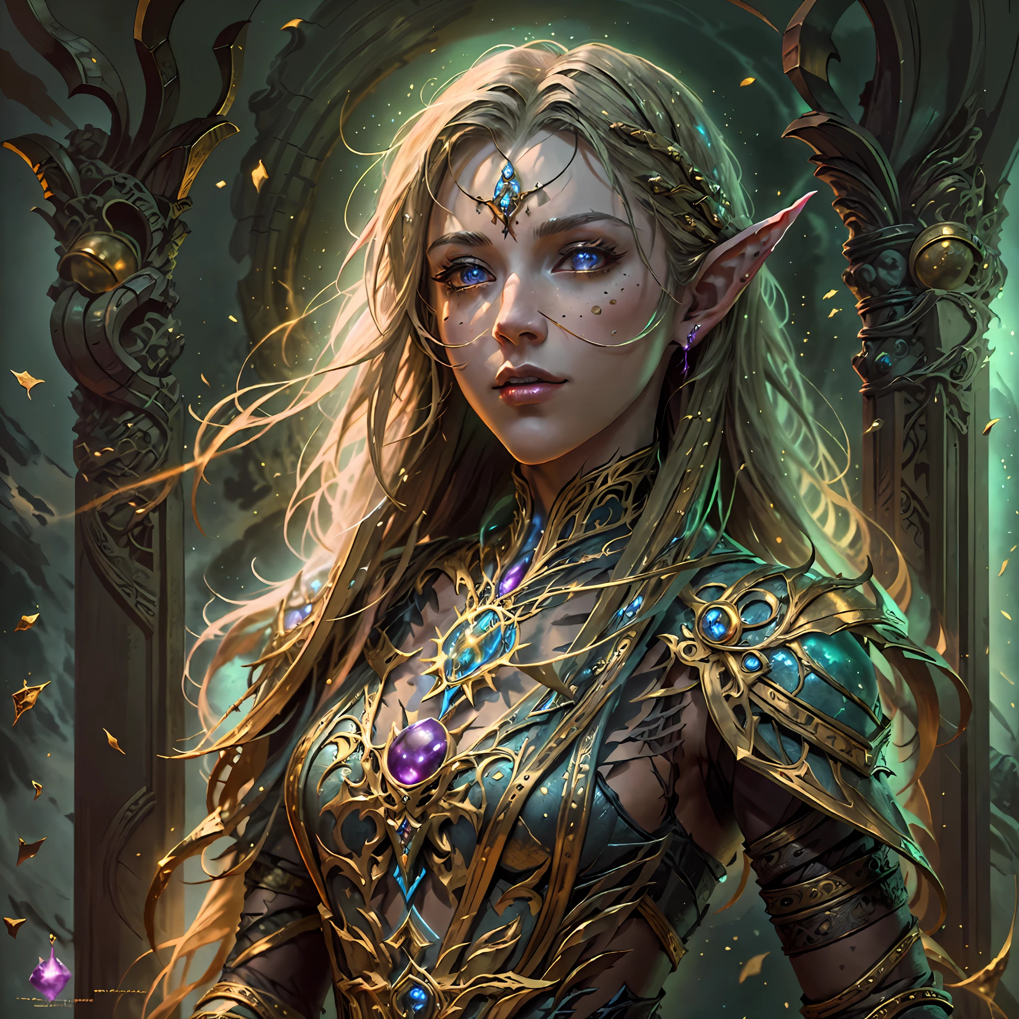 high details, best quality, 8k, [ultra detailed], masterpiece, best quality, (extremely detailed), dynamic angle, ultra wide shot, RAW, photorealistic, fantasy art, dnd art, rpg art, realistic art, a wide angle picture of an epic female elf, arcane warrior, warrior of magic, fighter of the arcana, full body, [[anatomically correct]] full body (1.5 intricate details, Masterpiece, best quality) casting a spell (1.5 intricate details, Masterpiece, best quality), casting an epic spell, [colorful magical sigils in the air],[ colorful arcane markings floating] (1.6 intricate details, Masterpiece, best quality) holding an [epic magical sword] (1.5 intricate details, Masterpiece, best quality) holding epic [magical sword glowing in red light] (1.5 intricate details, Masterpiece, best quality). in fantasy urban street (1.5 intricate details, Masterpiece, best quality), a female beautiful epic elf wearing elven leather armor (1.4 intricate details, Masterpiece, best quality), high heeled leather boots, ultra detailed face, small pointed ears,  thick hair, long hair, dynamic hair, fair skin intense eyes, fantasy city background (intense details), sun light, backlight, depth of field (1.4 intricate details, Masterpiece, best quality), dynamic angle, (1.4 intricate details, Masterpiece, best quality) 3D rendering, high details, best quality, highres, ultra wide angle