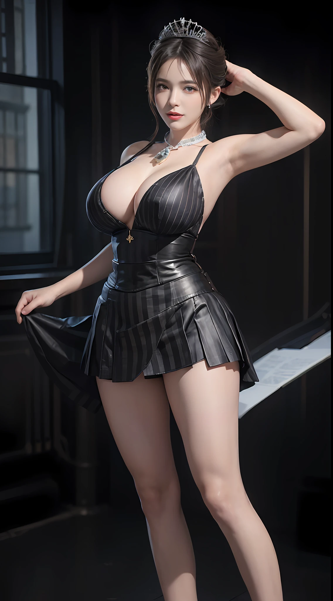 Surrealist women by David Hockney and Alphonse Mucha,Fantasyart,photographrealistic,动态照明,art stations,poster for,Volumetriclighting,Tall beauty,body high,Very detailed faces,4 k'',1girll,Stage,low tune,facial closeups,(Striped Grace costume,Bunny Girl tiara,Very short skirt。cleavage:1.4), bob hair,Redlip,ssmile,low chest,deep v big breasts,huge tit,Raised sexy,Bigchest,Large breasts,Breast swelling,Raised chest,blackstockings,Breasts are plump,crisp breasts,A plump chest,the breasts are large,Seductive expressions,Wear earrings,wearing a choker,Wear a bracelet,The stands up,standing on your feet,long leges,blackstockings,Wet all over,Moisturizes the whole body,huge tit,Red lips,stocklings,gigantic cleavage breasts,black lence stockings,slenderlegs,Hot dance,ballet dance,full bodyesbian,beautifullegs,Dance,gracefulness,soft,softness,Noble,Curvy beauty,soft,Enlarged breasts