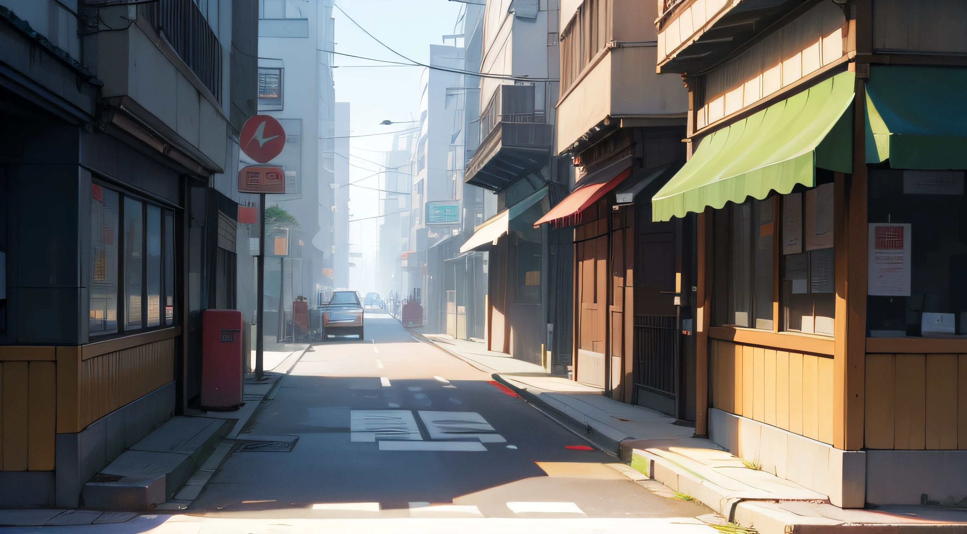 Streets without people,style of anime,(Front view),highly details,超高分辨率,Ray traching,8K