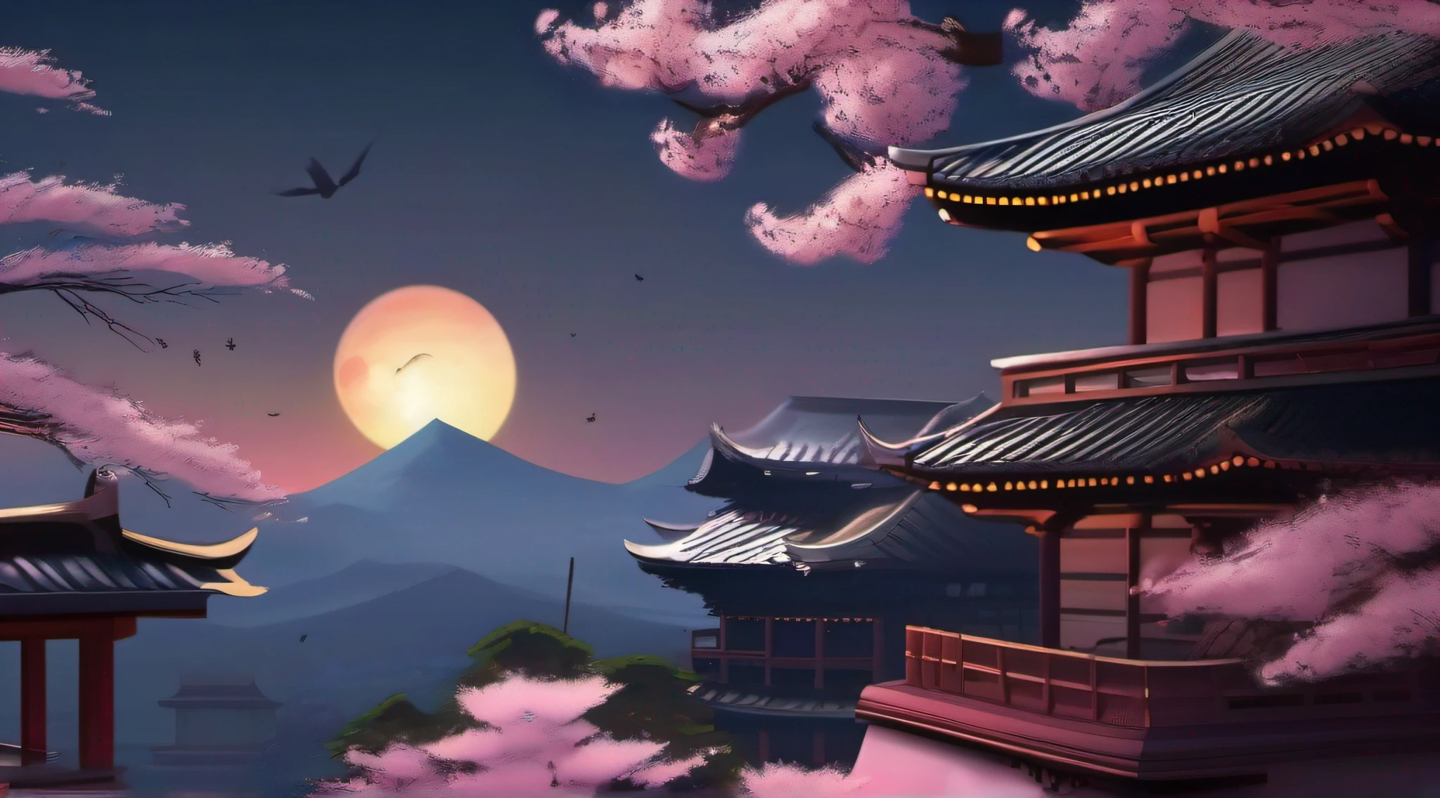 Shinobi Protagonist Portrait, Swordfighting Stance, Stealthy Rooftop Scene, Boss Duel Moment, Traditional Japanese Architecture, Cherry Blossom Atmosphere, Ninja Tools Close-Up, Moonlit Pagoda, Sculpted Buddha Statue, Shadows of War.