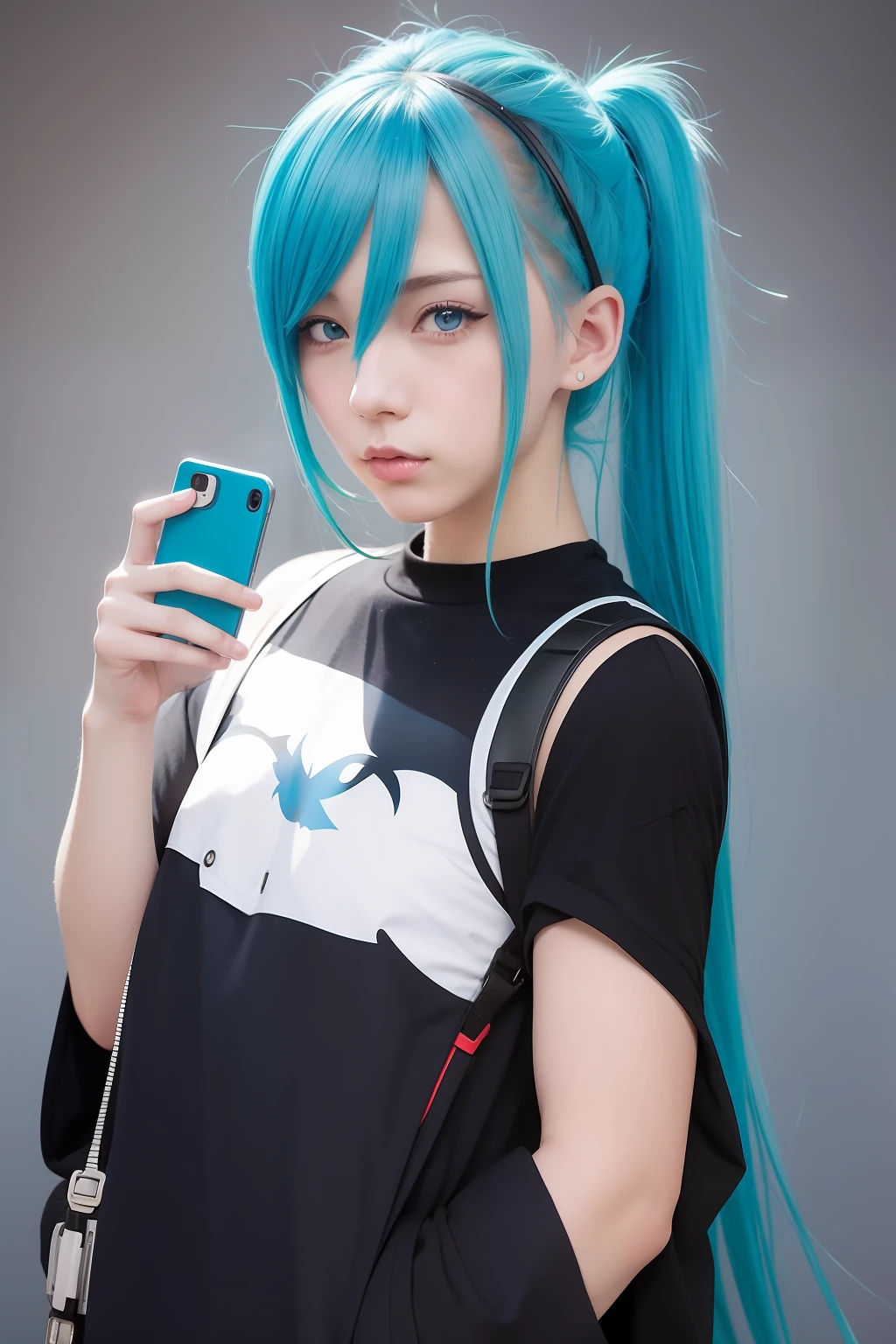 Anime character with blue hair and blue eyes holding mobile phone, Top Rated on pixiv, pixiv, popular on pixiv, In pixiv, Pixiv Contest Winner, pixiv daily ranking, pixiv 3dcg, pixiv style, featured on pixiv, trending in pixiv, pixiv trending, Digital art at Pixiv, 2 d anime style