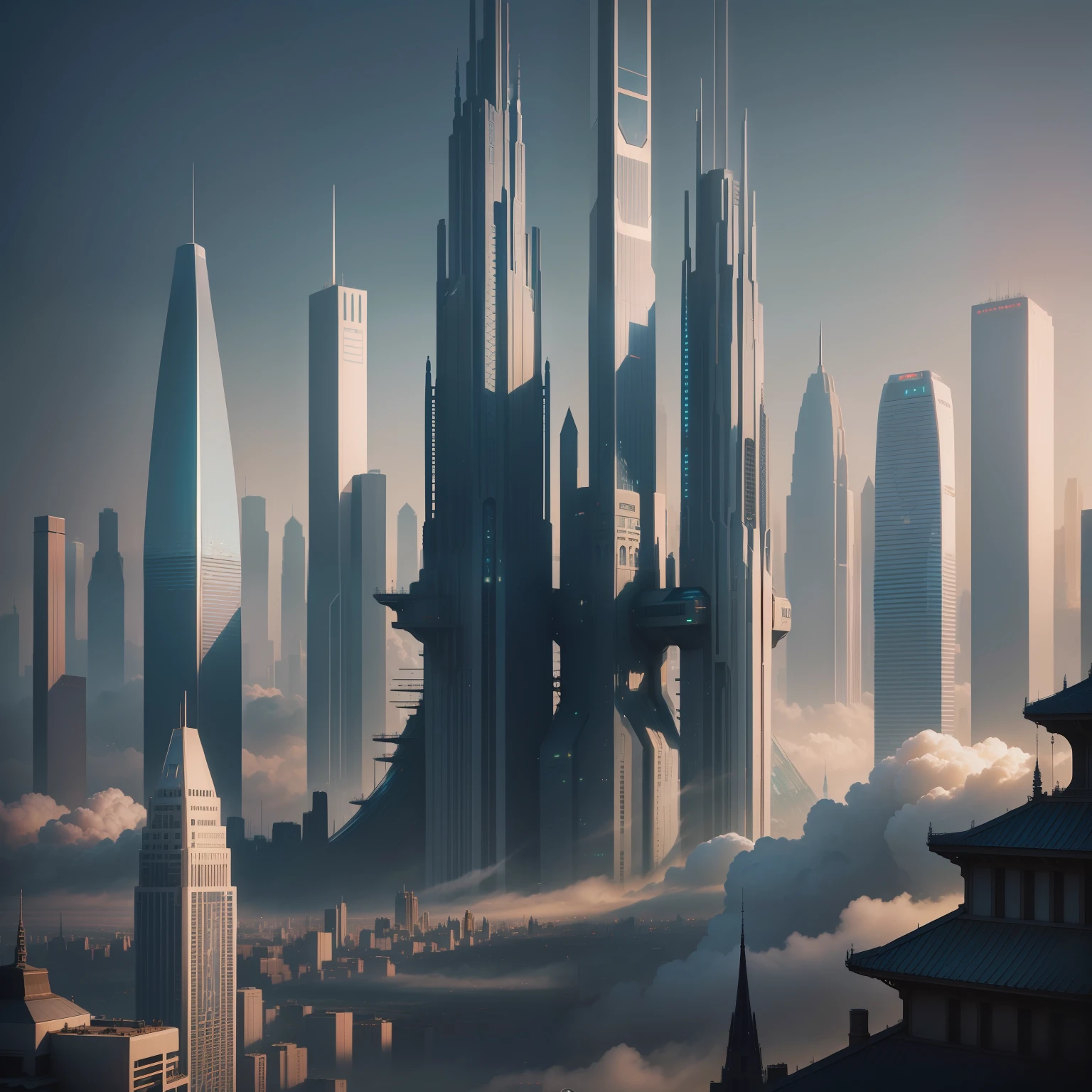 cyberpunked epcot Megacities Huge castle SF City of the Future Huge skyscrapers top-quality masterpiece 超A high resolution dream Beautiful world