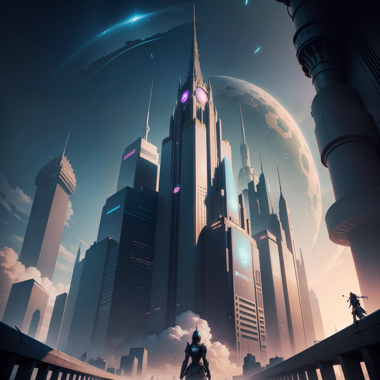 cyberpunked epcot Megacities Huge castle SF City of the Future Huge skyscrapers top-quality masterpiece 超A high resolution dream Beautiful world