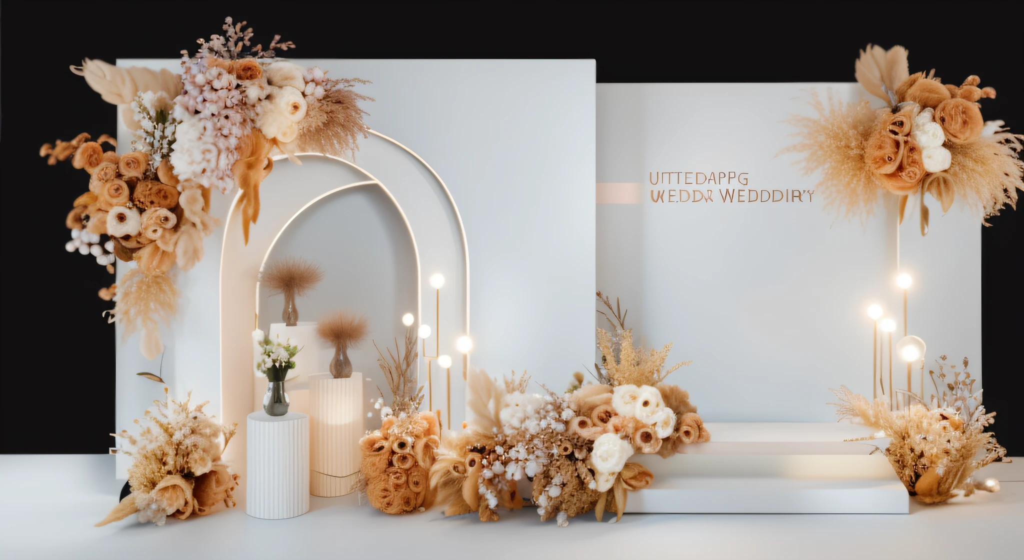 8K quality,Ultra-clear,Golden,opulent,lamp lights,Wedding renderings,Interior design,3Drenderingof,8K分辨率,hyper HD,Road lead flowers,Dragon Ball lights,florals