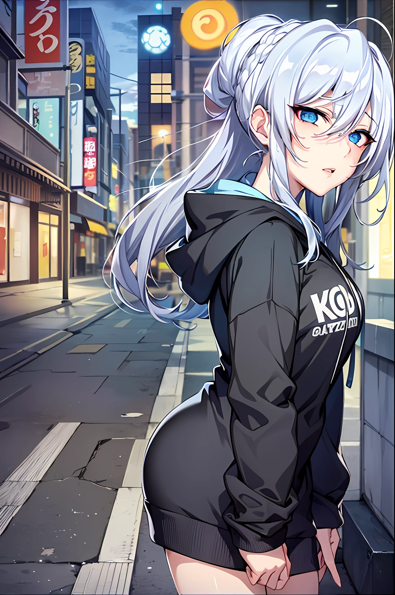 Yukino, Silver hair and eyes in a black hoodie, anime visual of a cute girl, screenshot from the anime film, & her expression is solemn, ahegao face, in the anime film, in an anime, anime visual of a young woman, she has a cute expressive face, still from anime