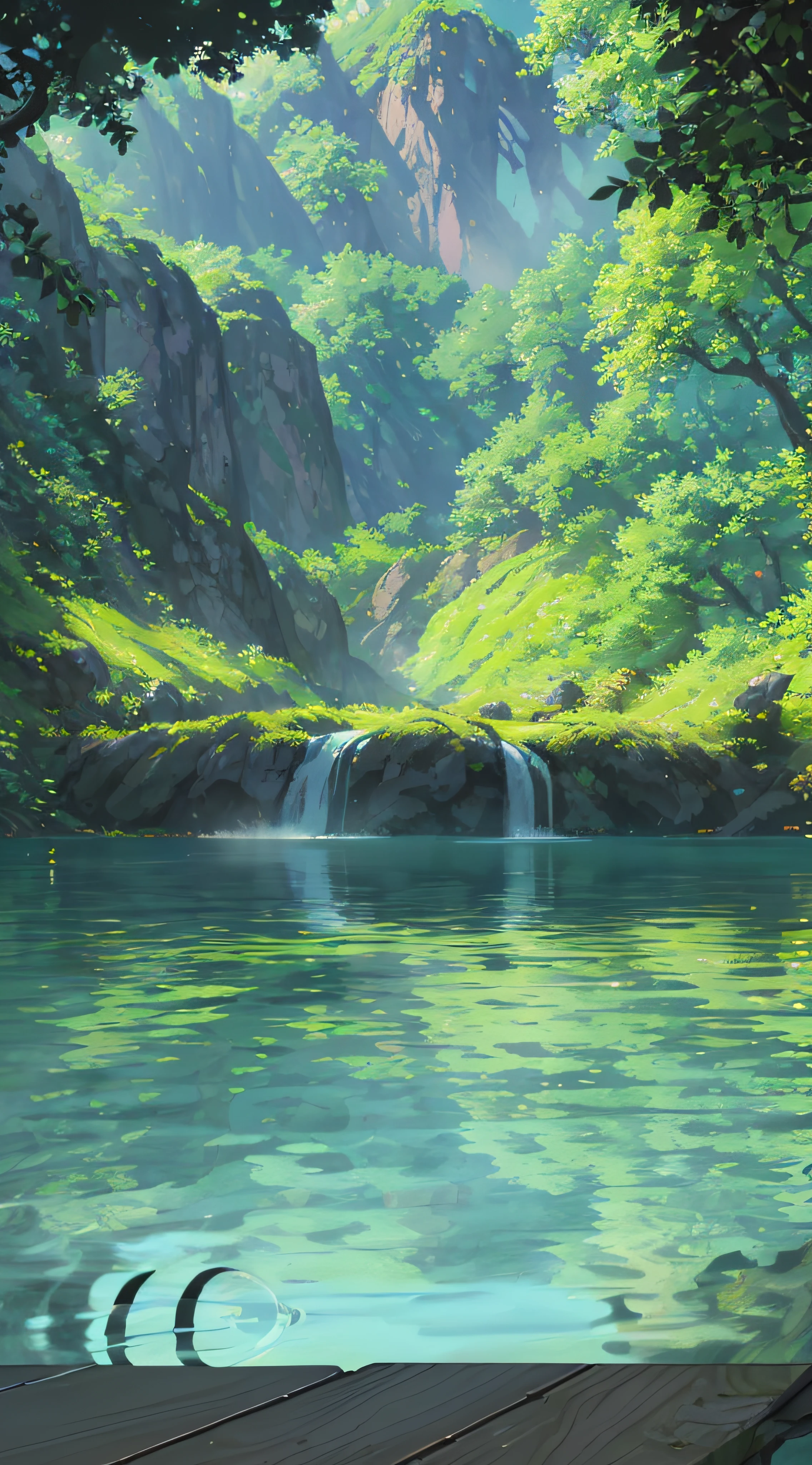 Hot springs, water vapor, waterfalls, ancient Chinese times, spring, jungle, lake, cave, tree, meadow, (illustration: 1.0), epic composition, realistic lighting, HD details, masterpiece, best quality, (very detailed CG unified 8k wallpaper)