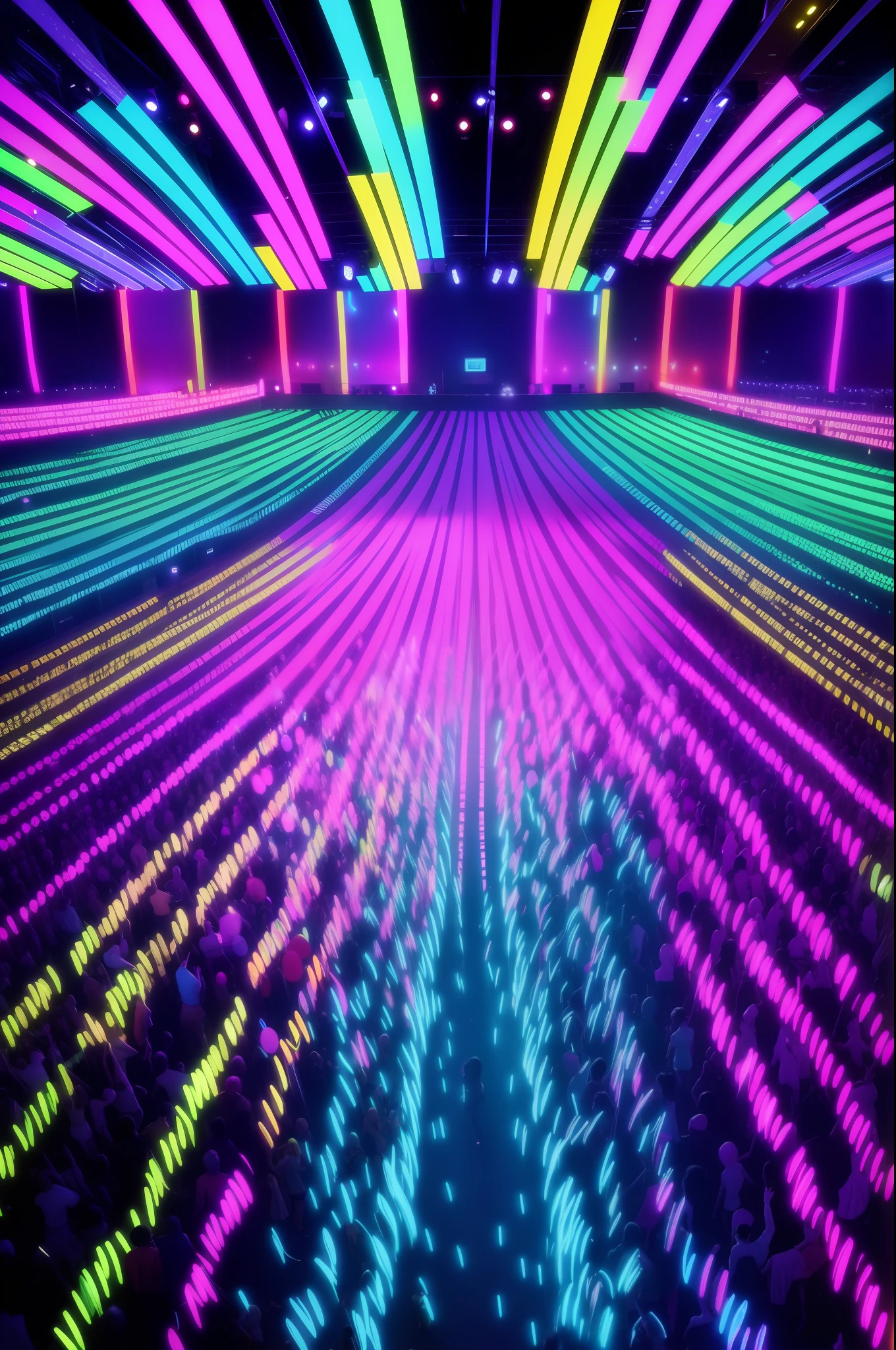 brightly colored abstract background with people dancing and waving in the air, rave party, dance club rave, nightclub background, scene from a rave, party atmosphere, rave background, at a rave, disco party, black light rave, background artwork, party lights, colorful crowd, night clubs and neons, flashing concert lights, dance party, disco lights, ecstatic crowd