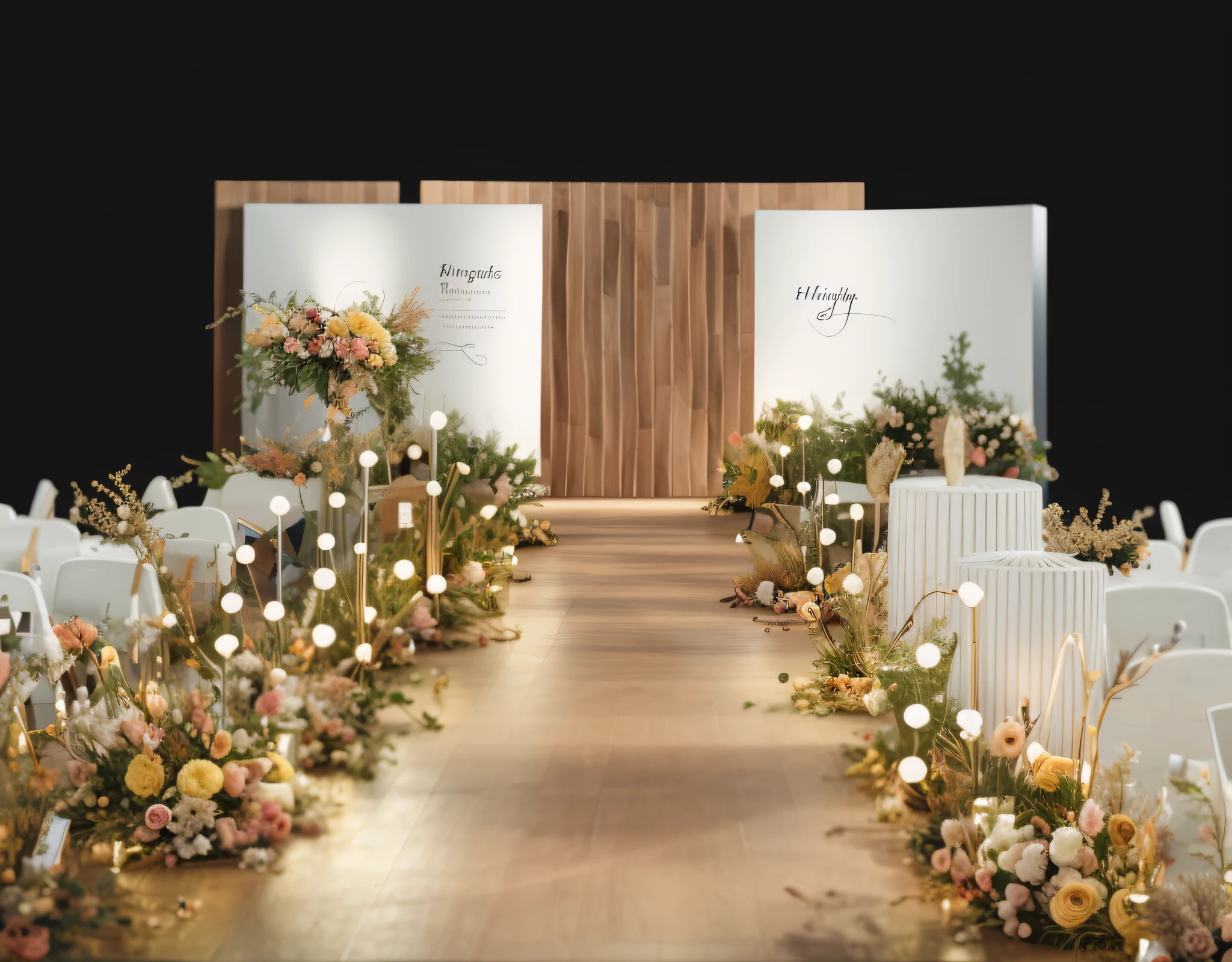8K quality,Ultra-clear,Golden,opulent,lamp lights,Wedding renderings,Interior design,3Drenderingof,8K分辨率,hyper HD,lot of flowers,blossoms