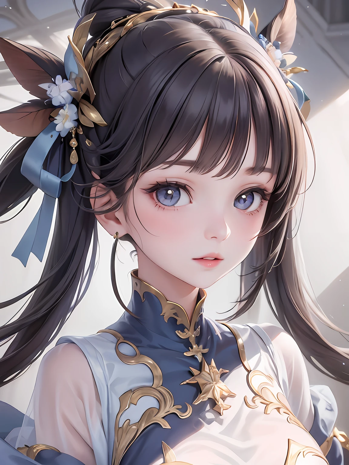 girl portrait, The details are intricate, eyelashes, parted lips,