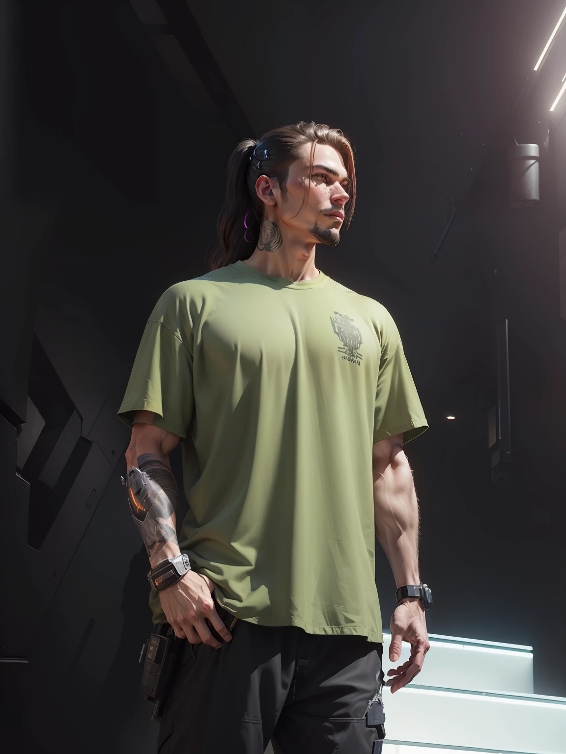 a men , hyper realistic, Best quality, High Details, good anatomy, solo, ((men)), (NSFW), masked, cyberpunk, high tech sentient badass combat cyborg