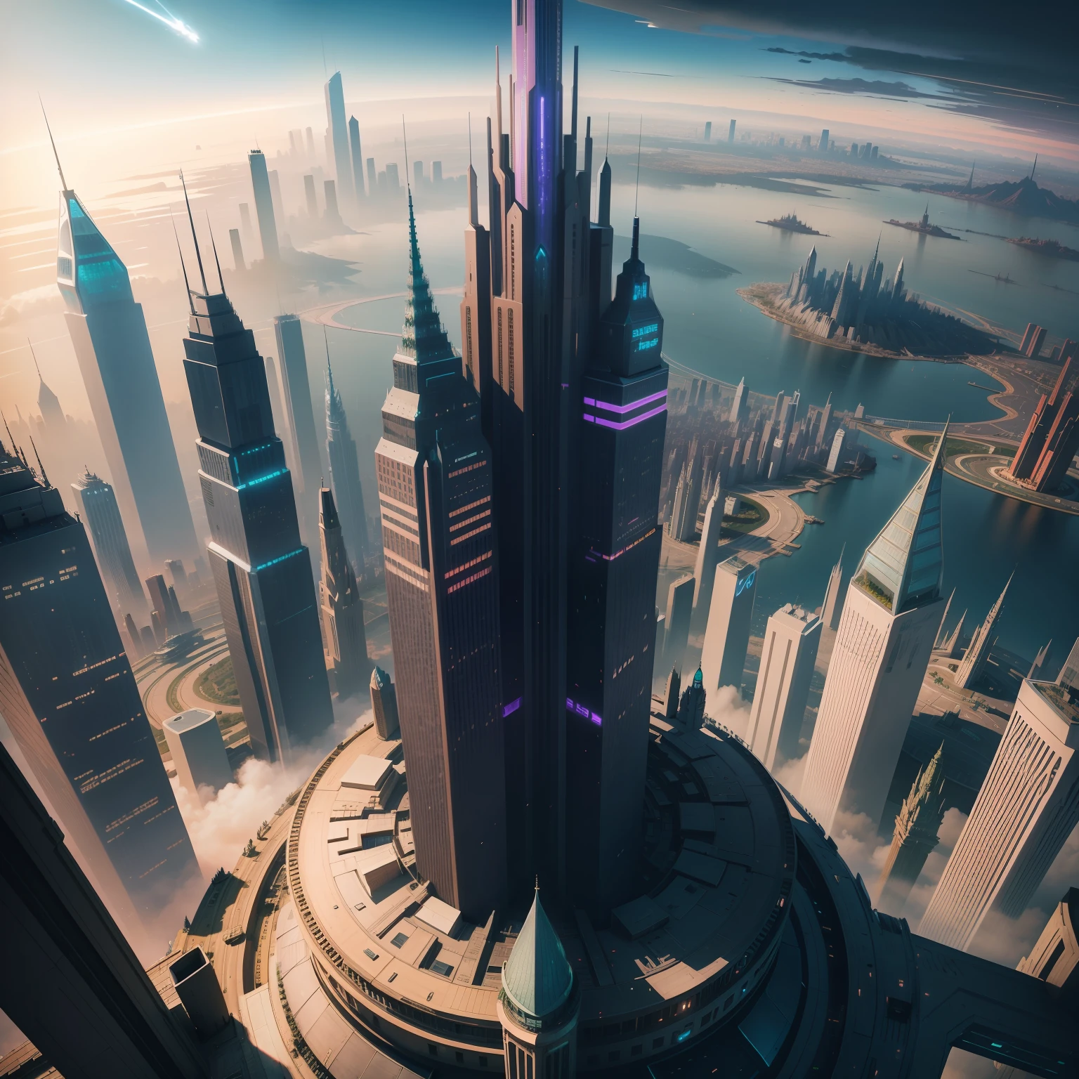 cyberpunked epcot Megacities Huge castle SF City of the Future Huge skyscrapers top-quality masterpiece 超A high resolution dream Beautiful world