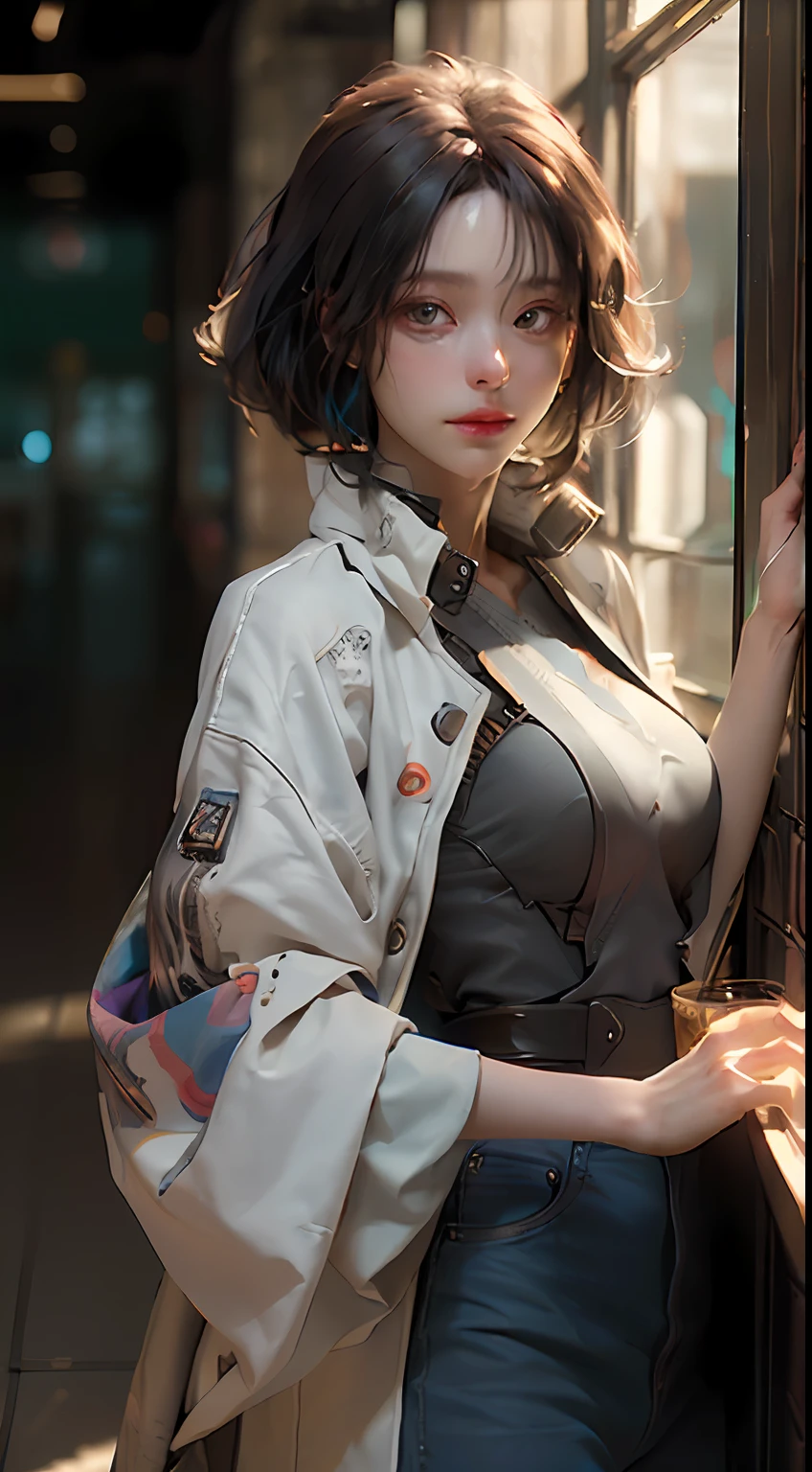 ((Best quality)), ((masterpiece)), (detailed:1.4), 3D, an image of a beautiful cyberpunk female,HDR (High Dynamic Range),Ray Tracing,NVIDIA RTX,Super-Resolution,Unreal 5,Subsurface scattering,PBR Texturing,Post-processing,Anisotropic Filtering,Depth-of-field,Maximum clarity and sharpness,Multi-layered textures,Albedo and Specular maps,Surface shading,Accurate simulation of light-material interaction,Perfect proportions,Octane Render,Two-tone lighting,Wide aperture,Low ISO,White balance,Rule of thirds,8K RAW,