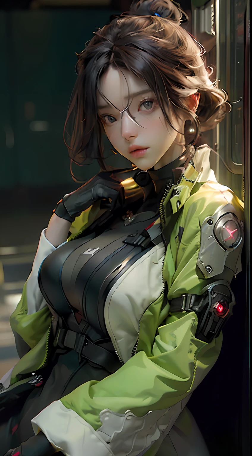 ((Best quality)), ((masterpiece)), (detailed:1.4), 3D, an image of a beautiful cyberpunk female,HDR (High Dynamic Range),Ray Tracing,NVIDIA RTX,Super-Resolution,Unreal 5,Subsurface scattering,PBR Texturing,Post-processing,Anisotropic Filtering,Depth-of-field,Maximum clarity and sharpness,Multi-layered textures,Albedo and Specular maps,Surface shading,Accurate simulation of light-material interaction,Perfect proportions,Octane Render,Two-tone lighting,Wide aperture,Low ISO,White balance,Rule of thirds,8K RAW,