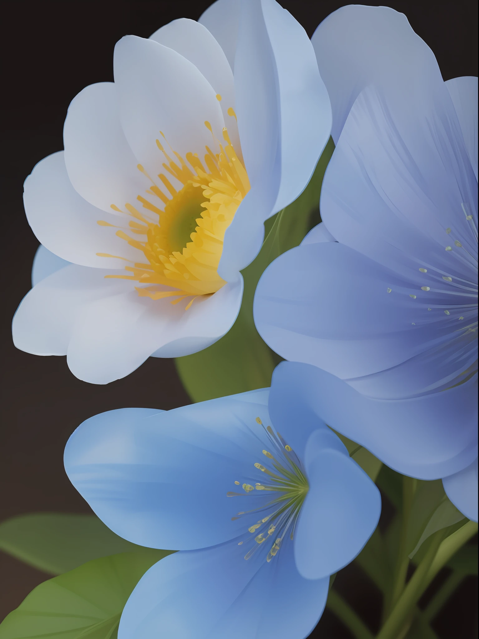 Summer sunny day, Futuristic flower, Bellflower, Gradient translucent glass melt, Laser effect, Caustic, Super artistic expression, Surrealism, Clean background, Macro, Natural Light, Super Detail, oc rendering, 8k --ar 3:4 50 --s 2