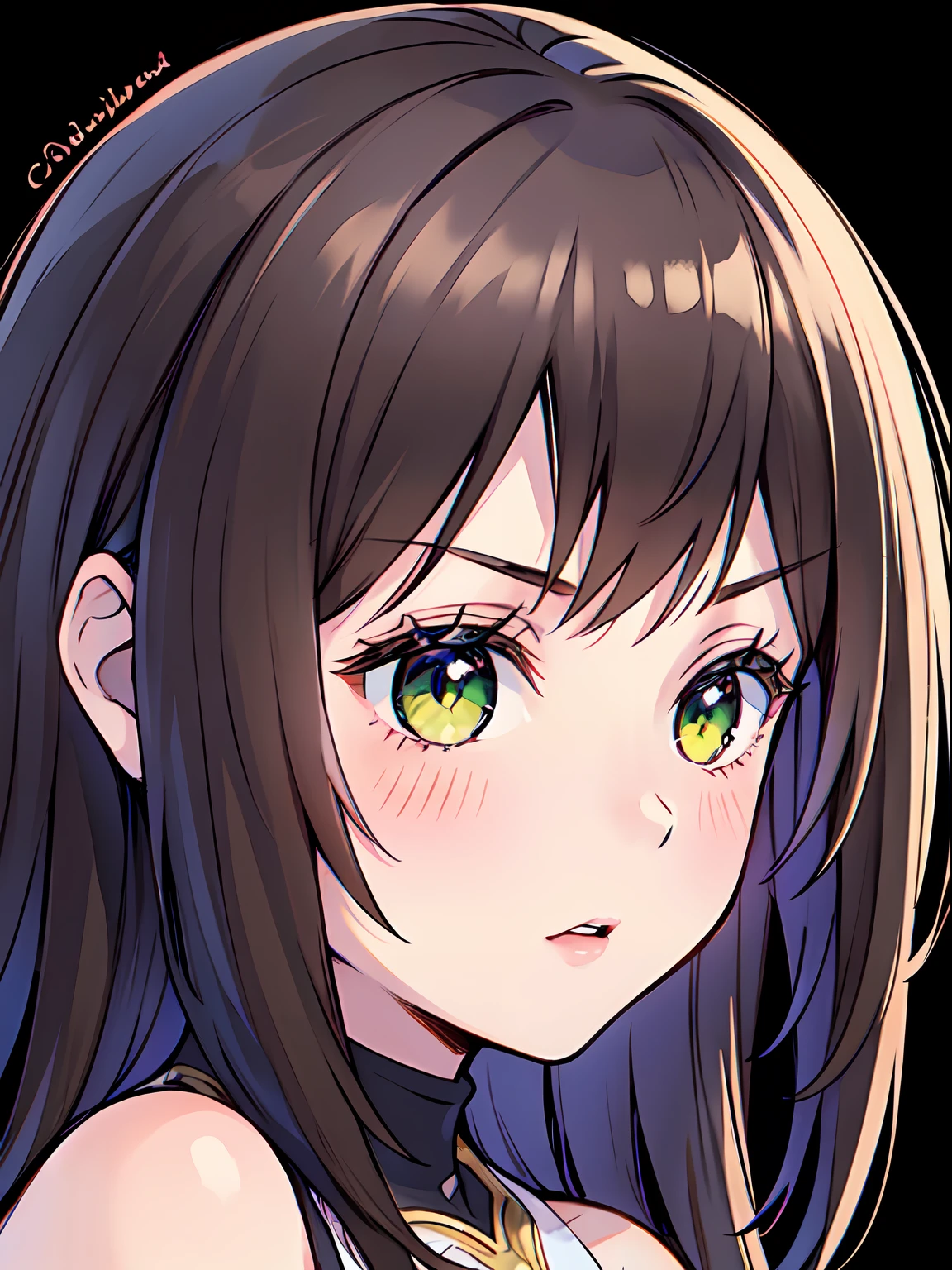 (masterpiece), best quality, beautiful detailed hair detailed face, ((1 woman, solo)), full-body portrait, medium close up shot, perfect feminine face, very stunning woman, angry, chesnut brown hair, shoulder length hair, green eyes