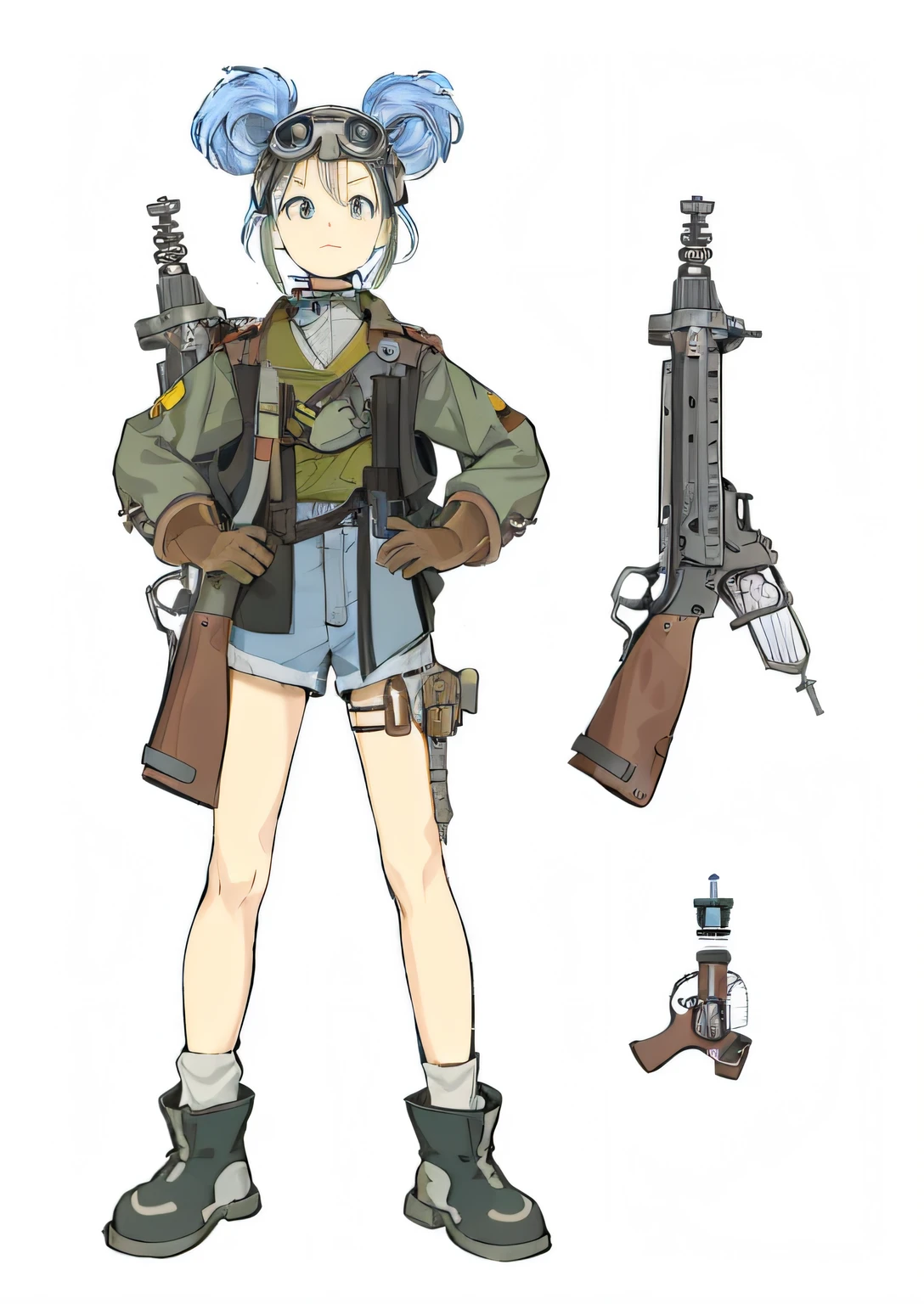 Anime characters with guns and helmets and guns in hand, ( ( concept art of character ) ), Female protagonist 👀 :8, author：akihiko yoshida, official character art, infantry girls, last exile, jrpg character, mechanized soldier girl, inspired by Kamisaka Sekka, best anime character design, jrpg character art, Main character, Female protagonist