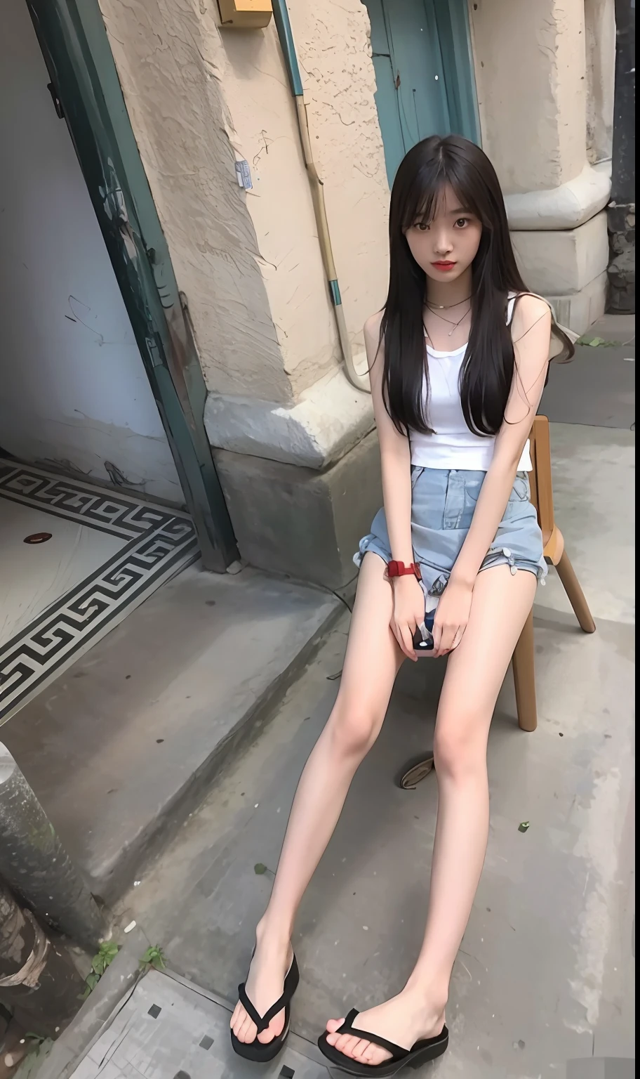 Asian woman sitting in chair in short skirt, Chinese girl, xintong chen, 19-year-old girl, 18 years old, Young Asian girl, xision wu, full-body xianxia, she is about 1 6 , photo of slim girl, pretty face with arms and legs, Extremely high quality, wenfei ye