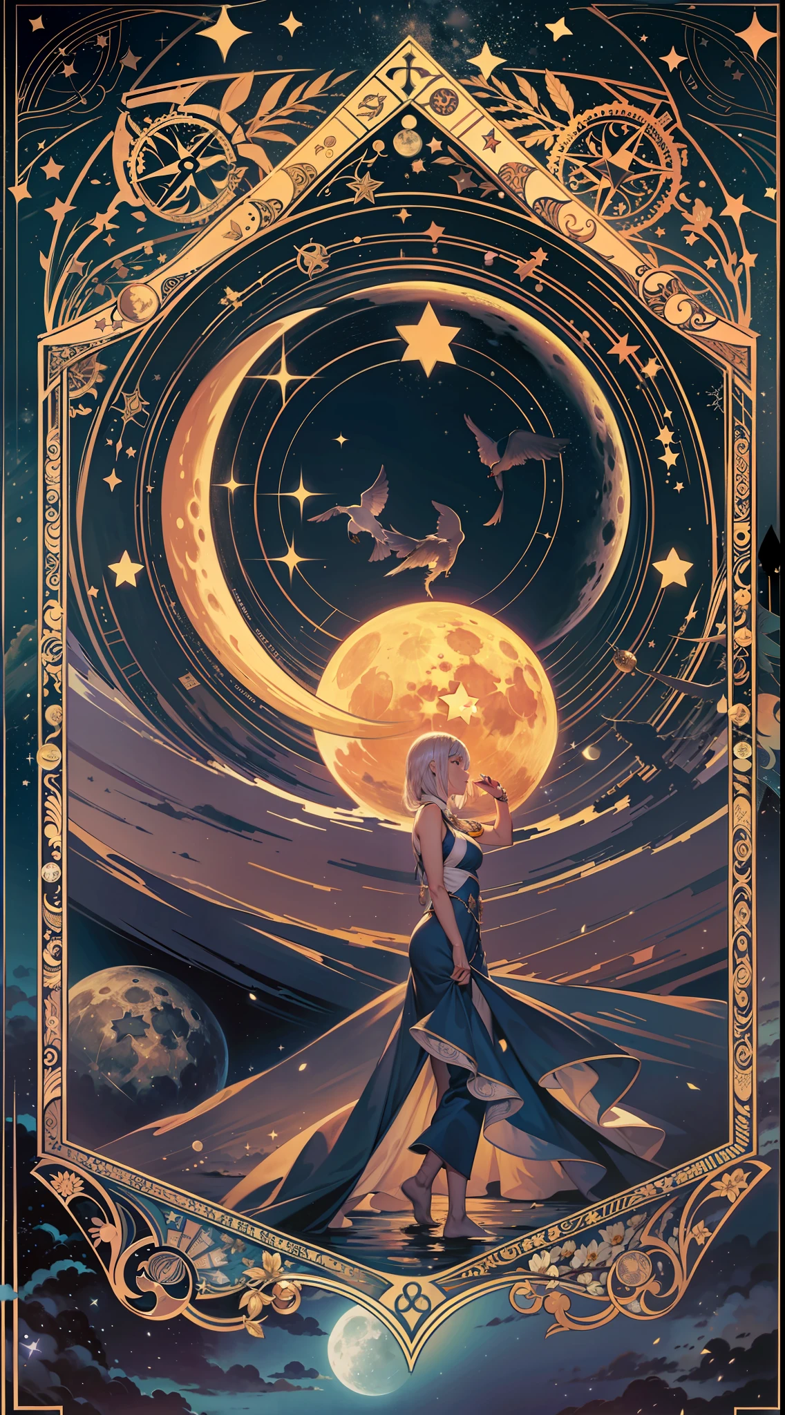 suns，themoon，As estrelas，magia，tarot cards，mistic，Surreal