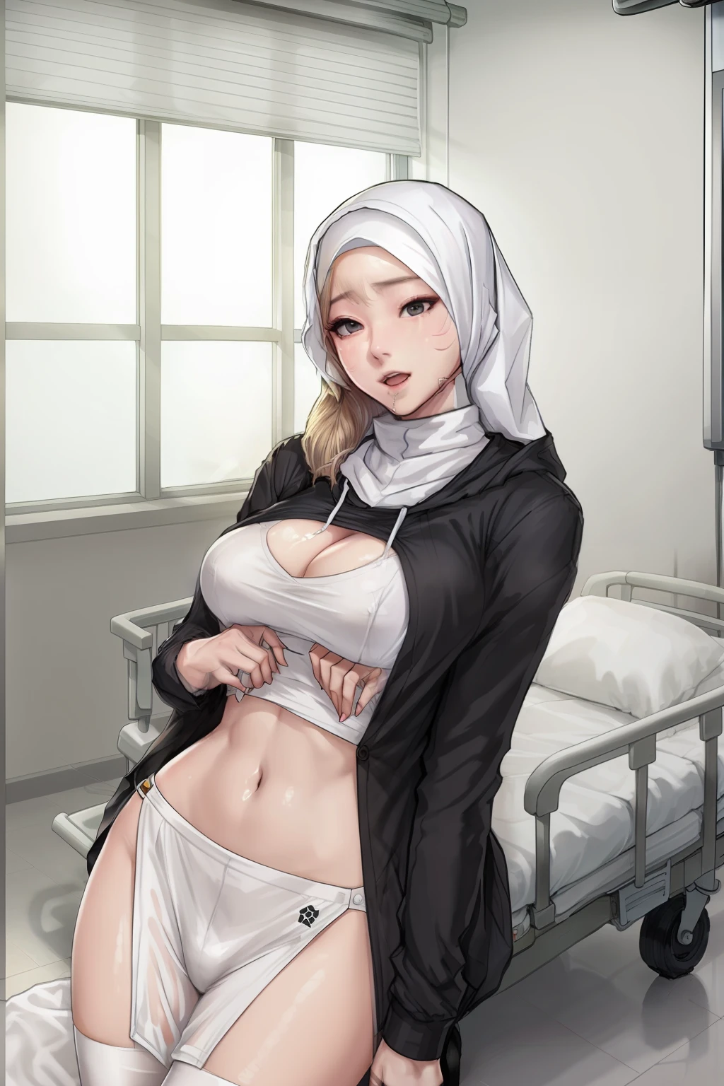 girl,hijab,hospital,happy,ahegao,hijab outfit,